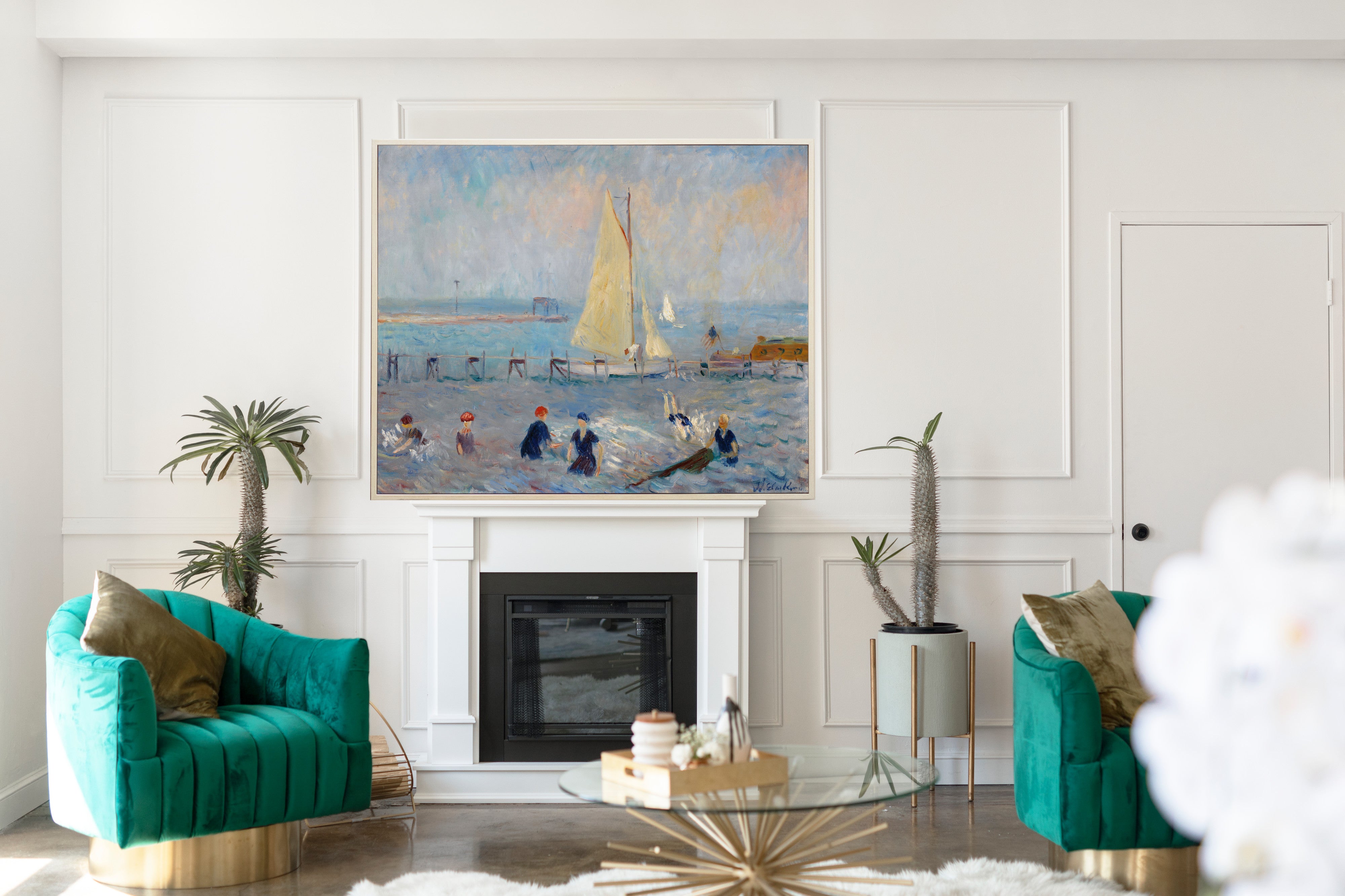 Seascape with Six Bathers, Bellport, William Glackens Fine Art Print