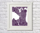 Seattle City Street Map Print Feature Wall Art Poster