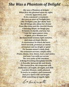 She Was a Phantom of Delight, Poem by William Wordsworth, Typography Print