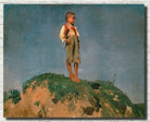 Franz von Lenbach Fine Art Print, Shepherd Boy Standing on a Grass Hill