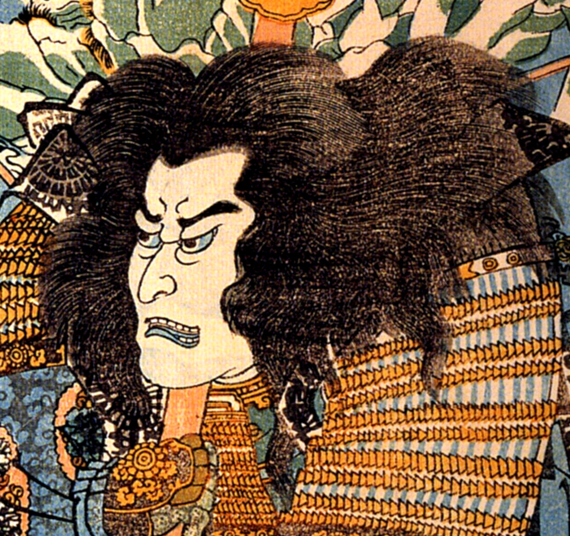 Utagawa Kuniyoshi, Japanese Fine Art Print, sShimamura DanjoTakanori riding the waves on the backs of large crabs