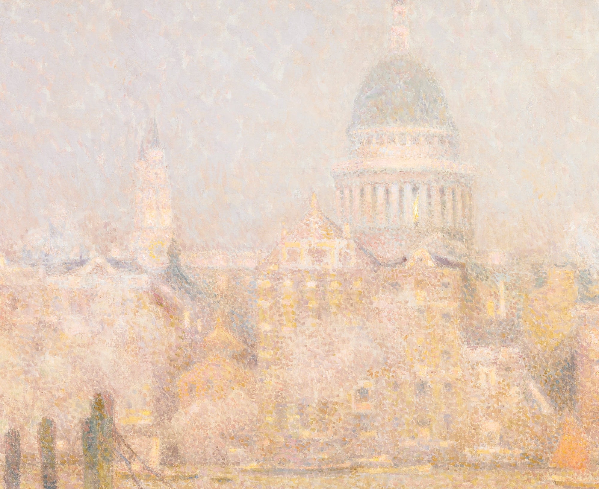 Henri Le Sidaner Fine Art Print, St. Paul’s from the River- Morning Sun in Winter