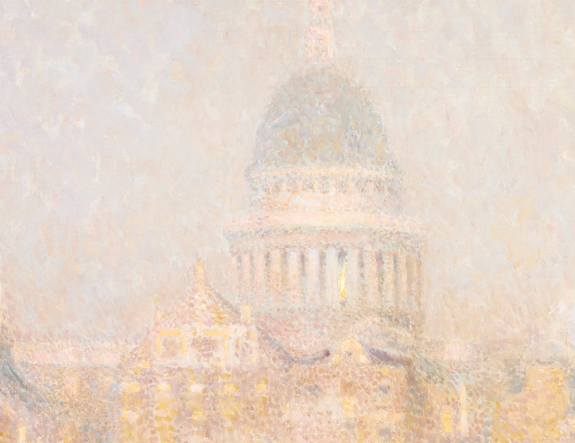 Henri Le Sidaner Fine Art Print, St. Paul’s from the River- Morning Sun in Winter