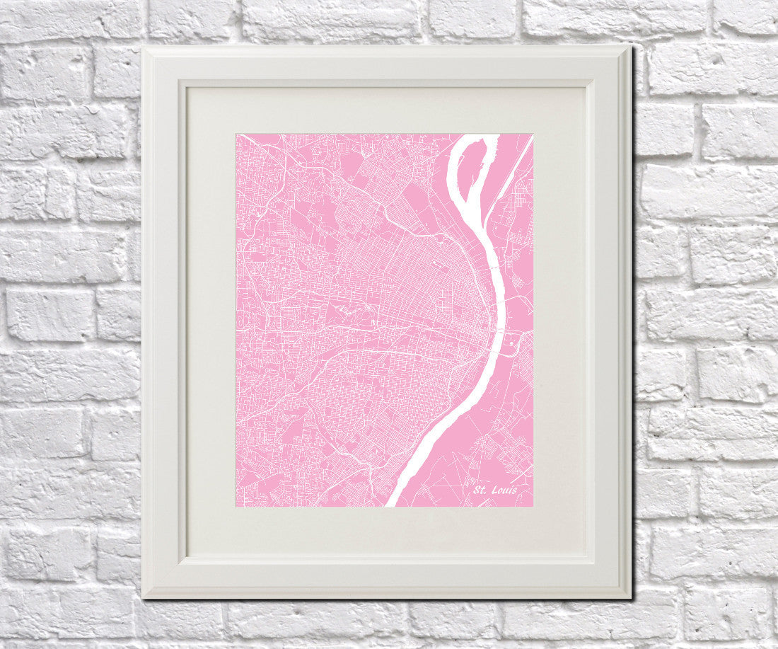 St Louis City Street Map Print Feature Wall Art Poster