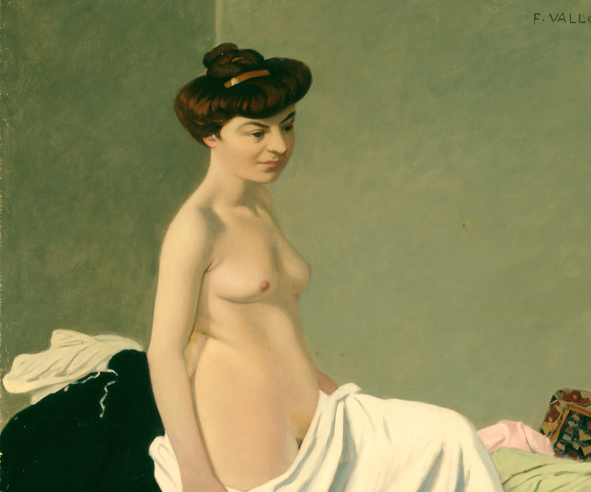 Standing Nude Holding Gown on Her Knee, Félix Vallotton Fine Art Print