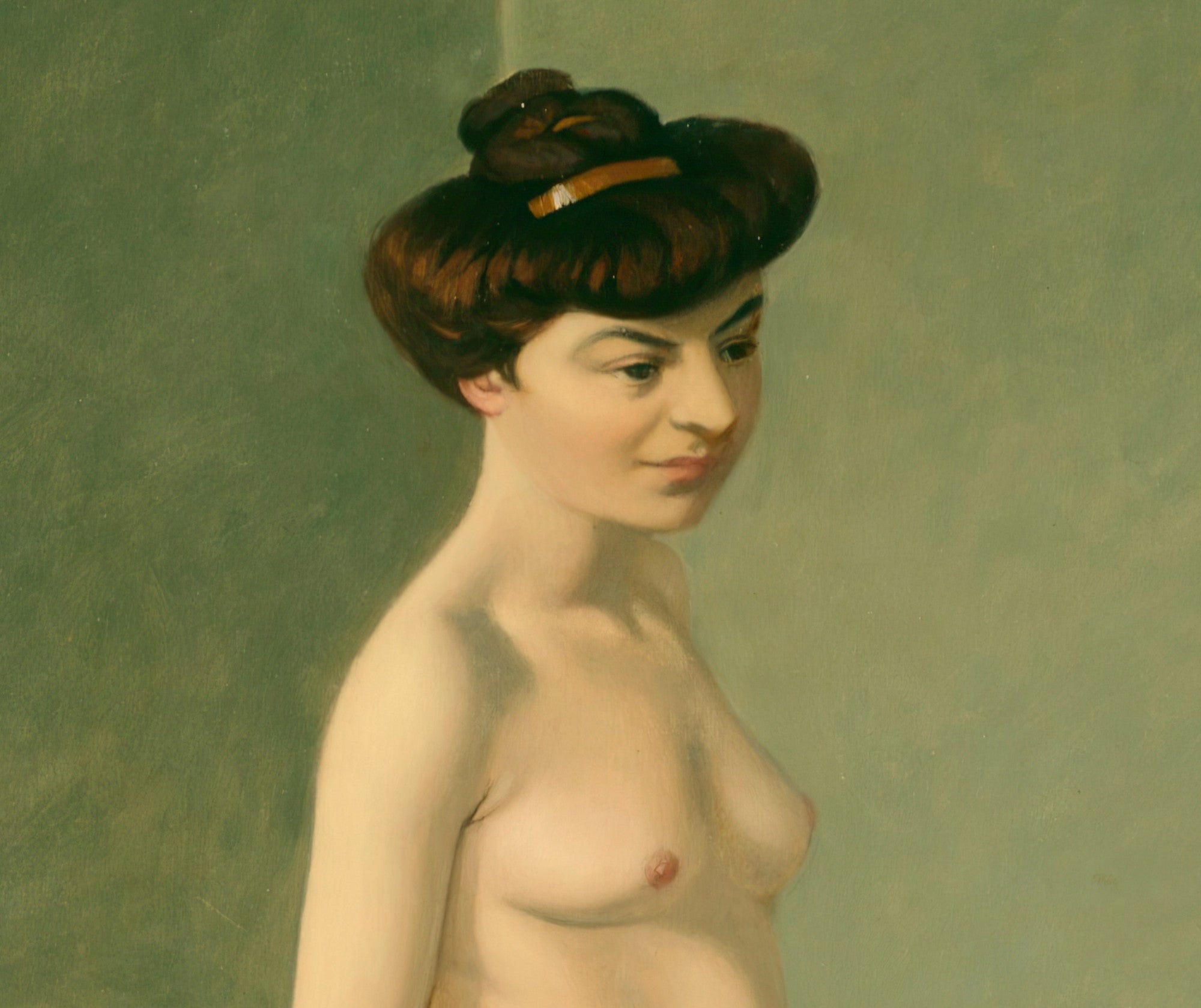 Standing Nude Holding Gown on Her Knee, Félix Vallotton Fine Art Print