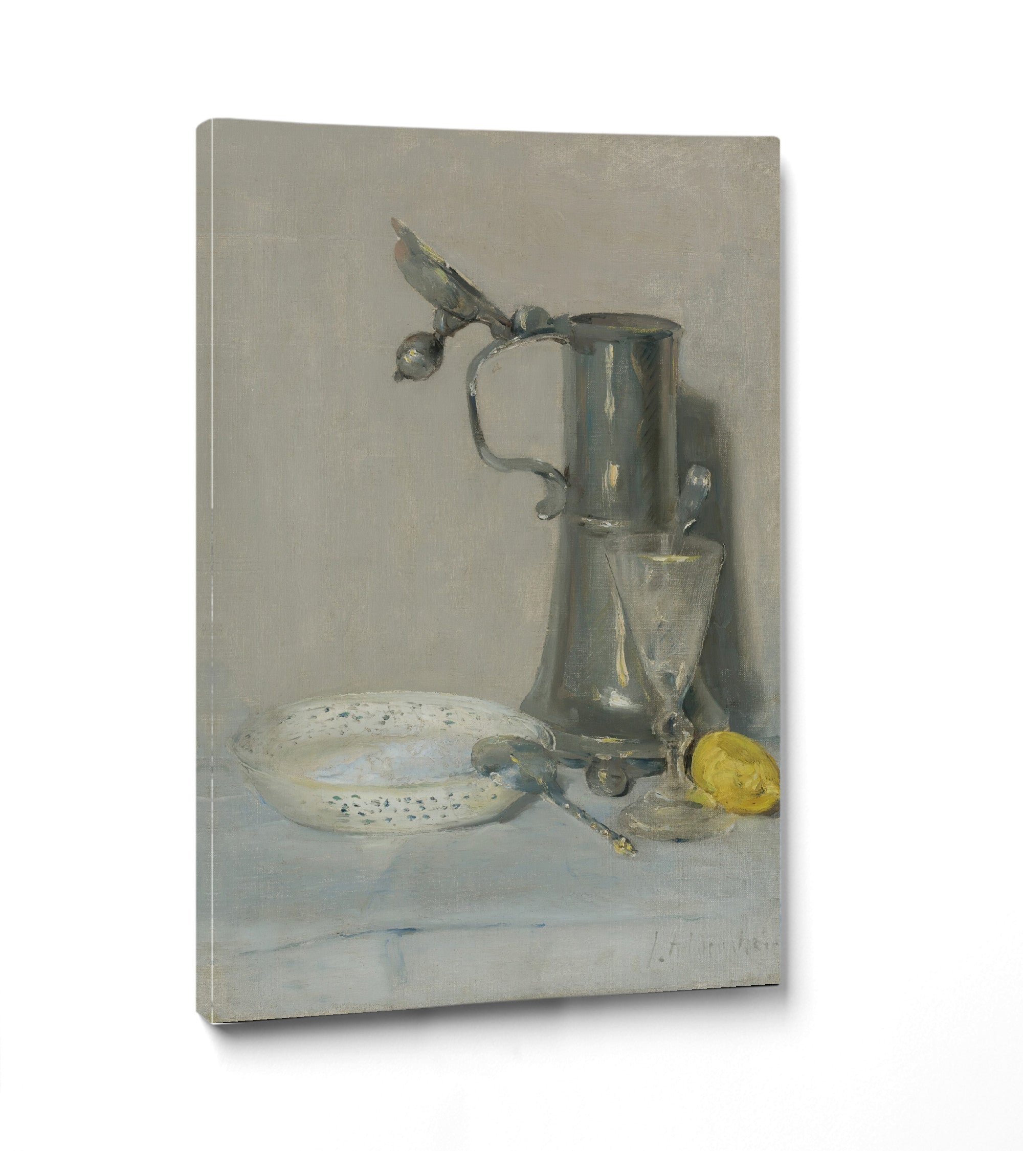 J. Alden Weir, Still Life With Flagon, Glass And Bowl