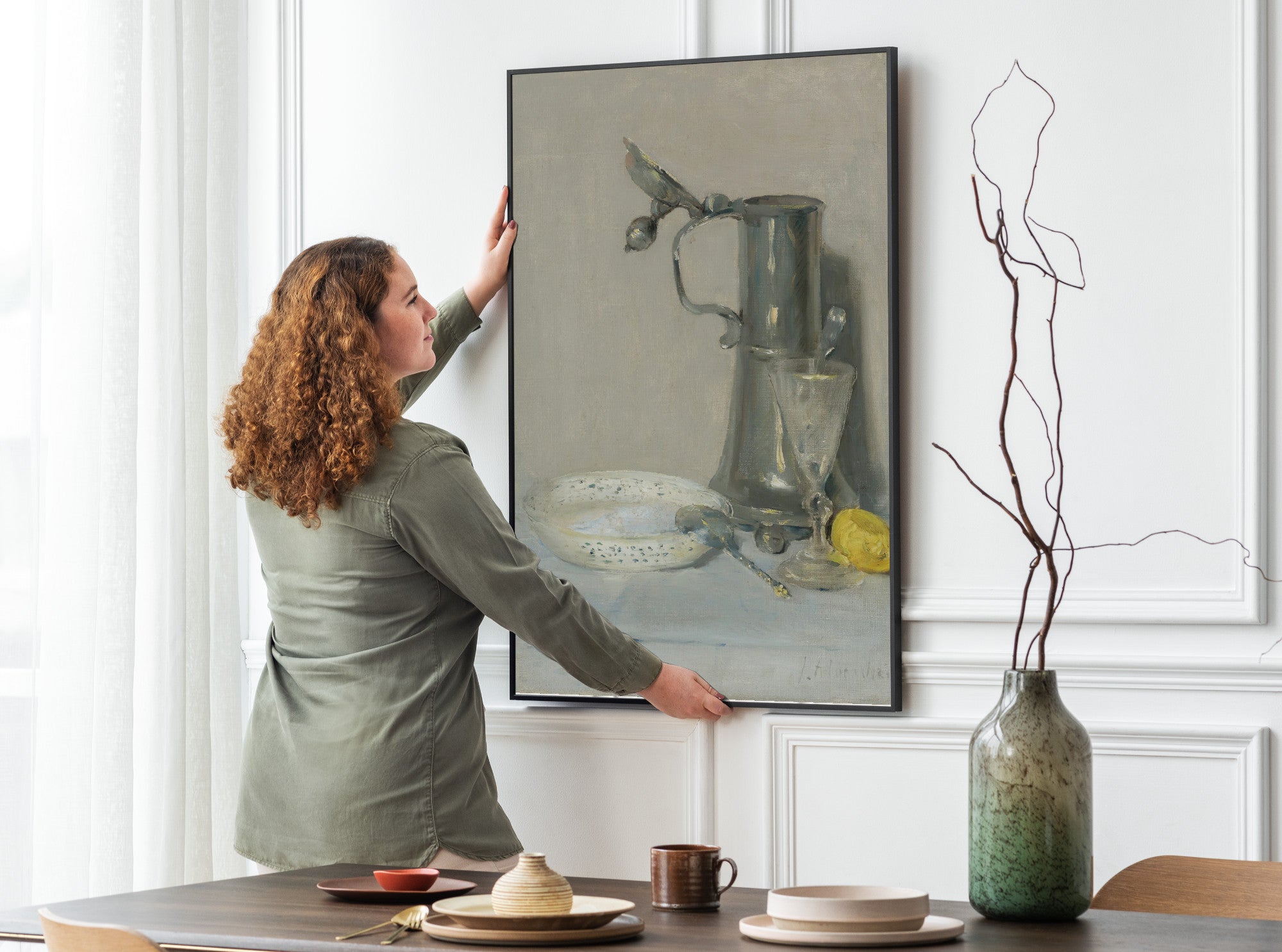 J. Alden Weir, Still Life With Flagon, Glass And Bowl