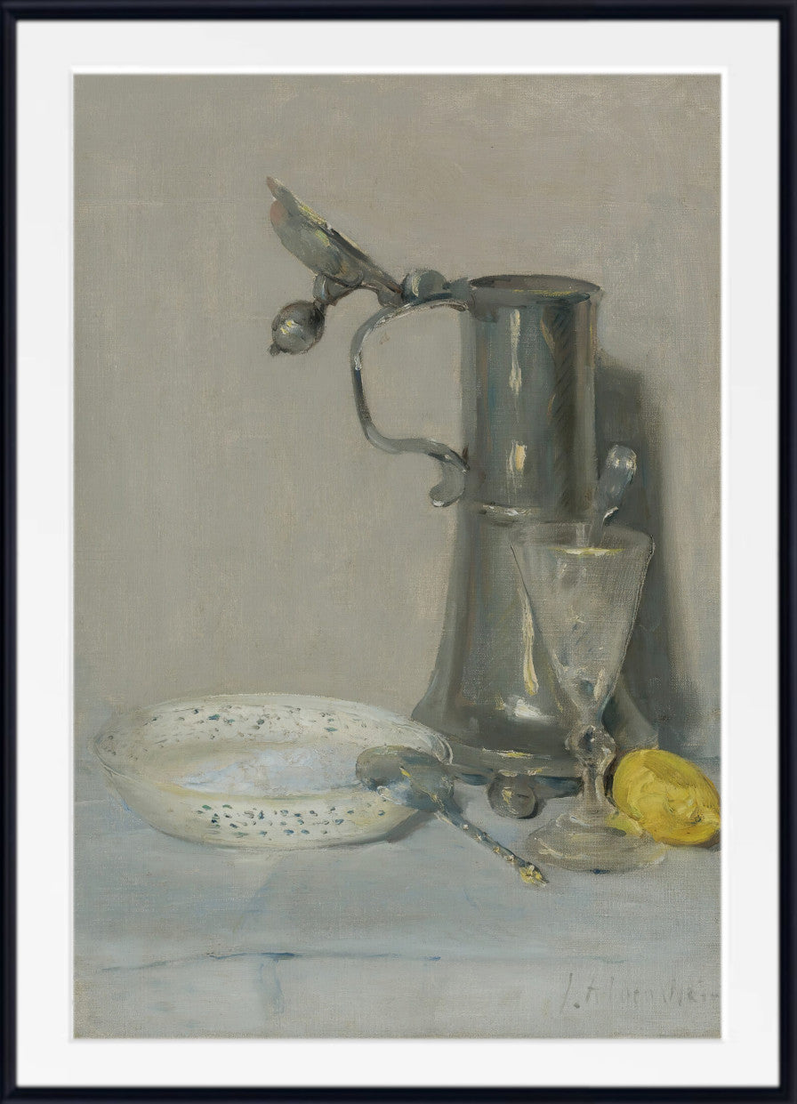 J. Alden Weir, Still Life With Flagon, Glass And Bowl