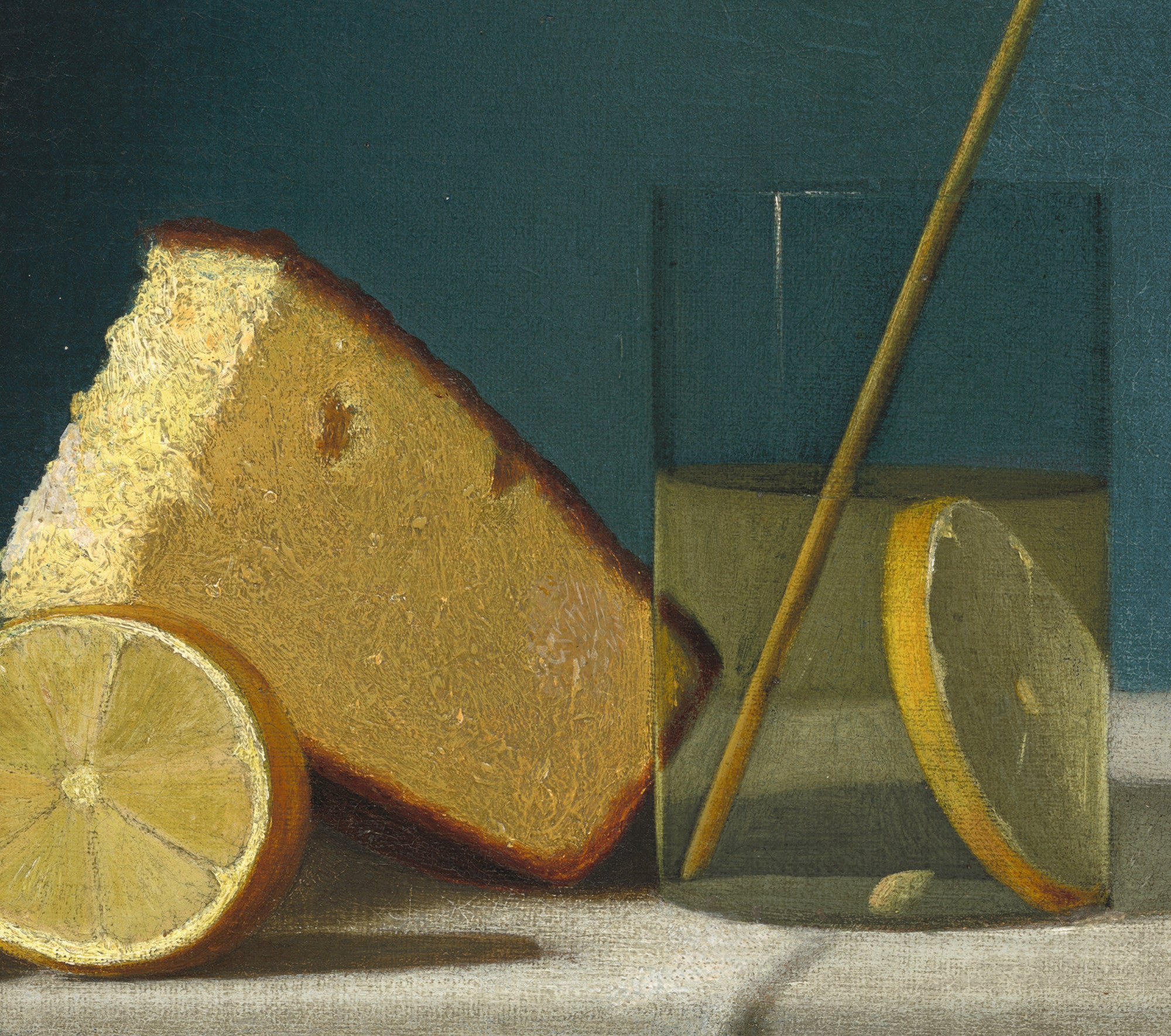 John F Peto Fine Art Print, Still Life with Cake, Lemon, Strawberries, and Glass