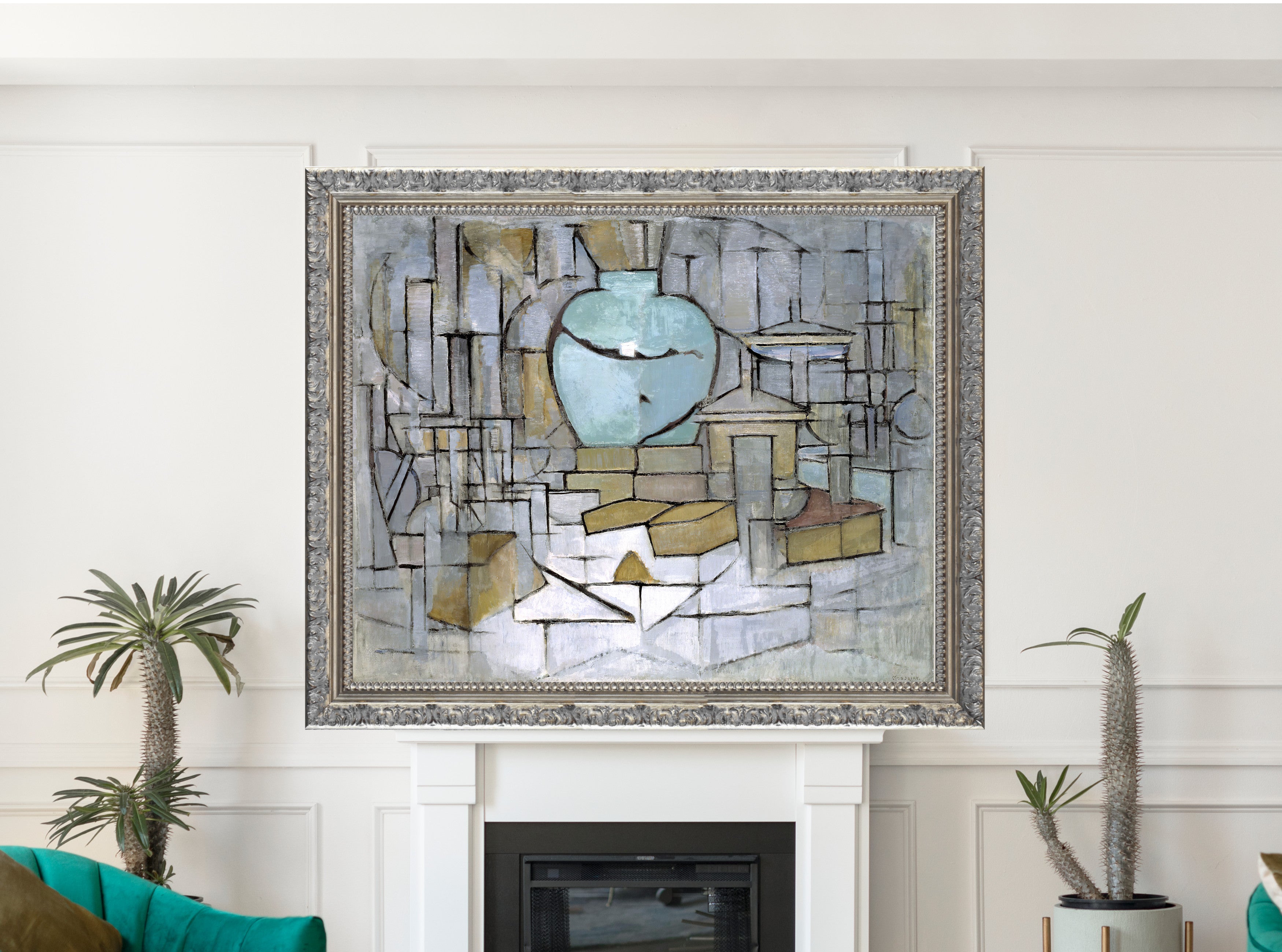 Piet Mondrian, Still Life with Gingerpot II, Framed Canvas Reproduction