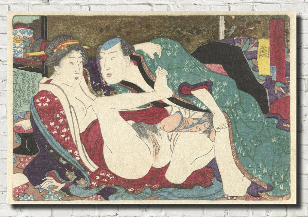 Utagawa Kunisada, Japanese Shunga Art Print : Stopping Place, The erotic road to the capital