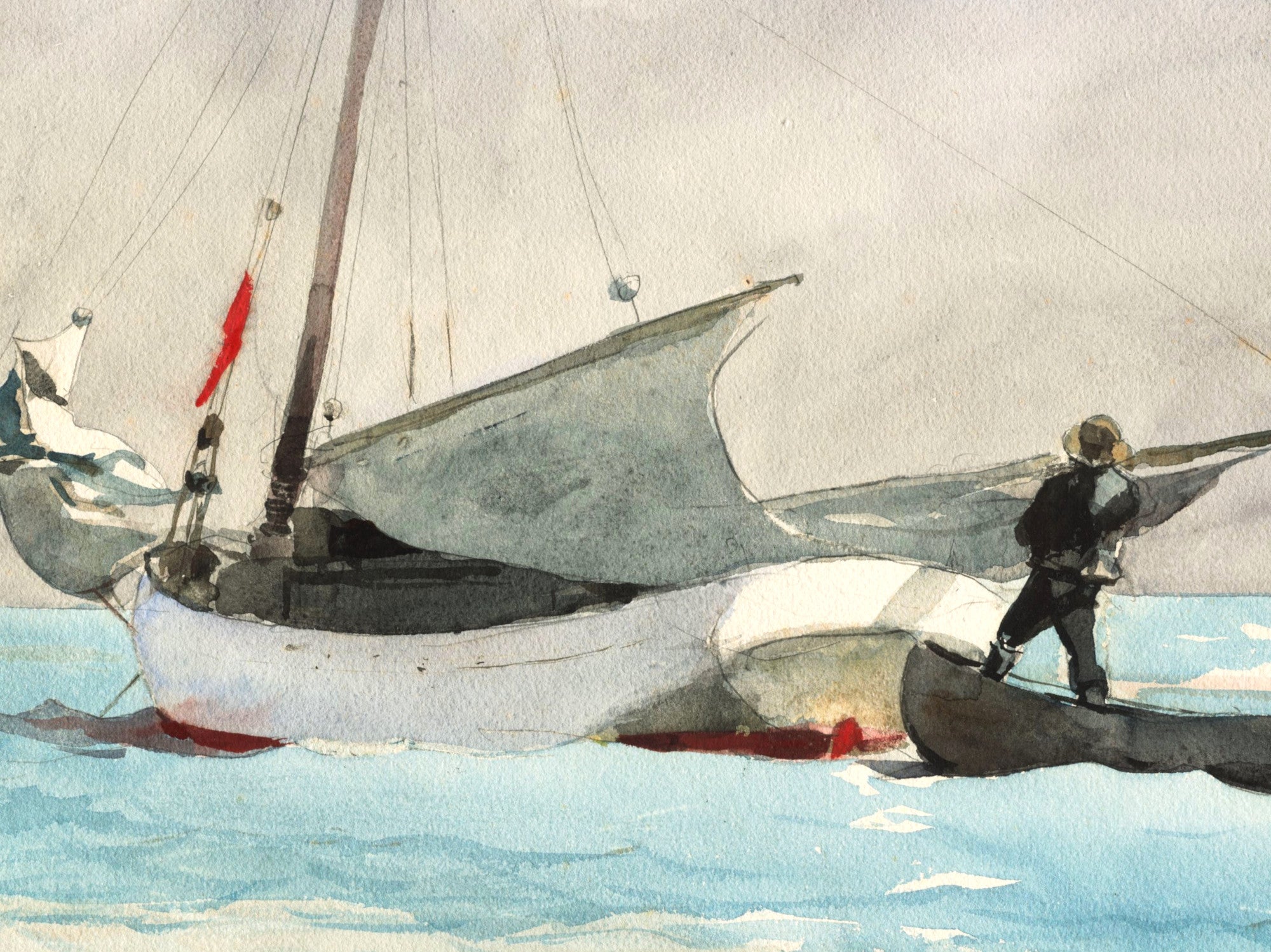 Winslow Homer Fine Art Print :  Stowing Sail