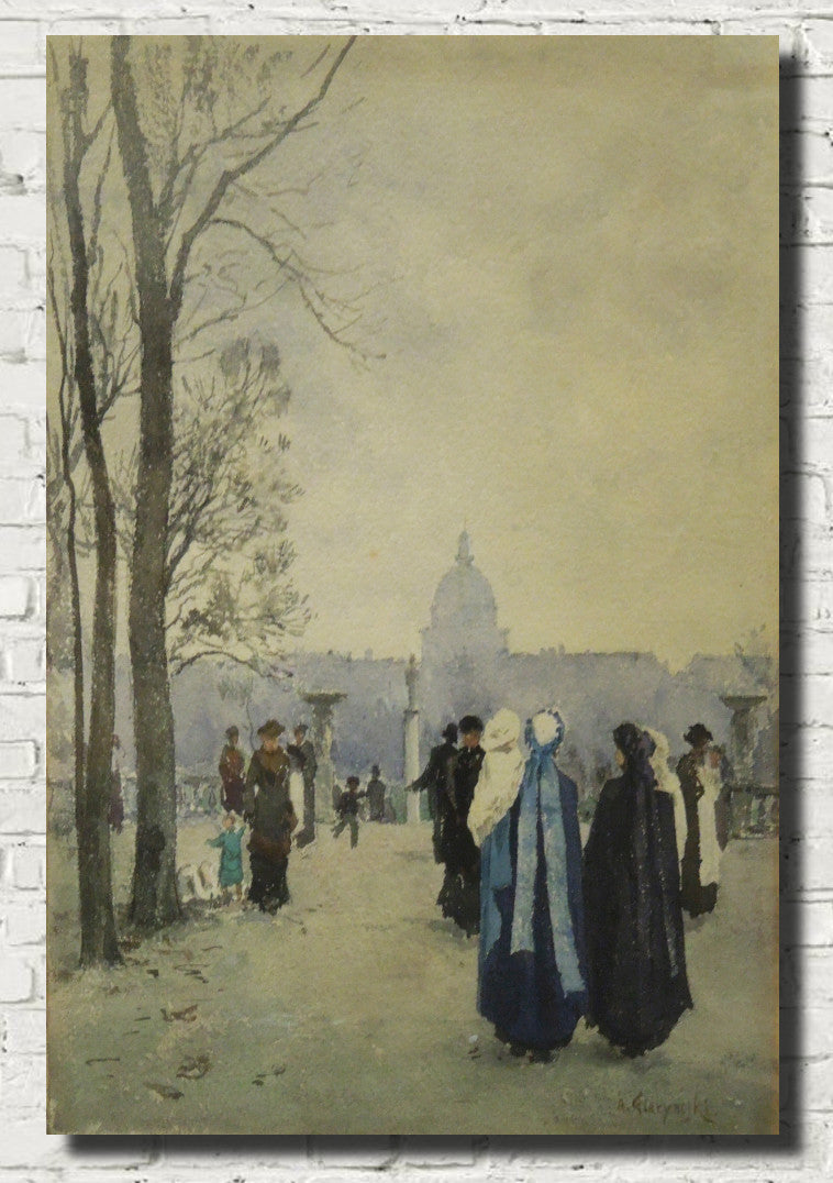 Stroll in the park, Aleksander Gierymski Fine Art Print