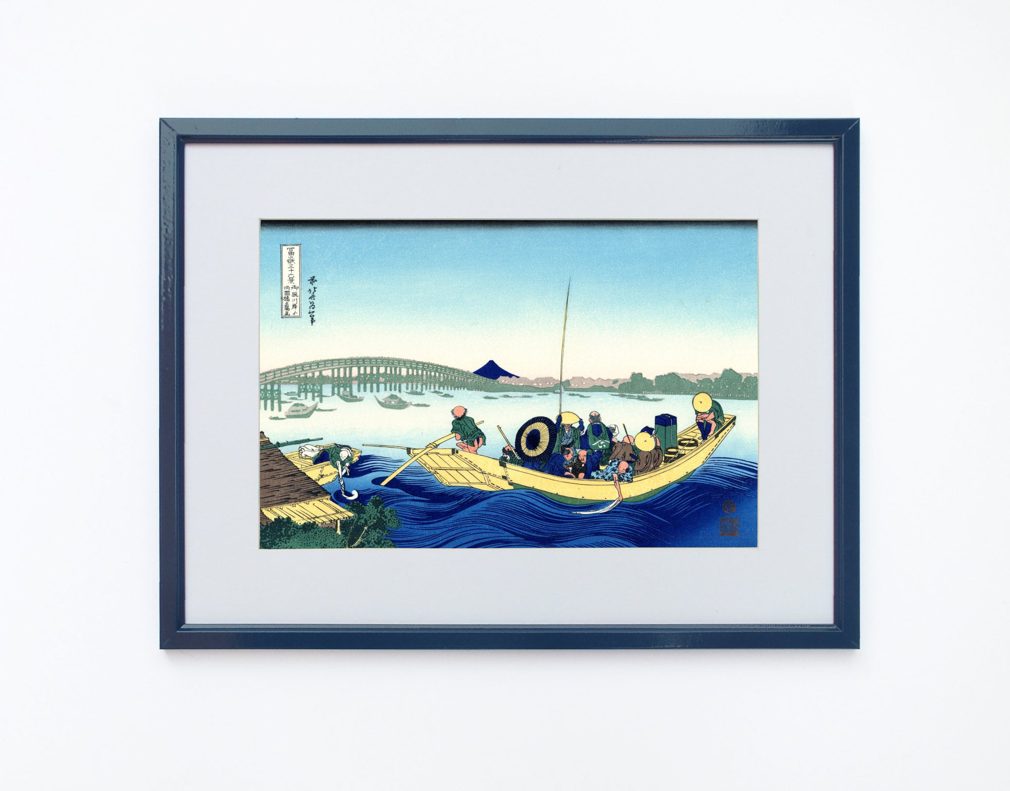36 Views of Mount Fuji, Sunset across the Ryogoku bridge, Katsushika Hokusai, Japanese Print