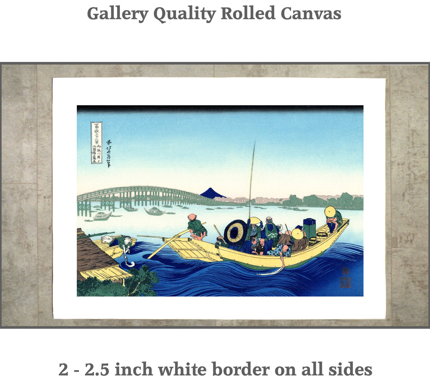 36 Views of Mount Fuji, Sunset across the Ryogoku bridge, Katsushika Hokusai, Japanese Print