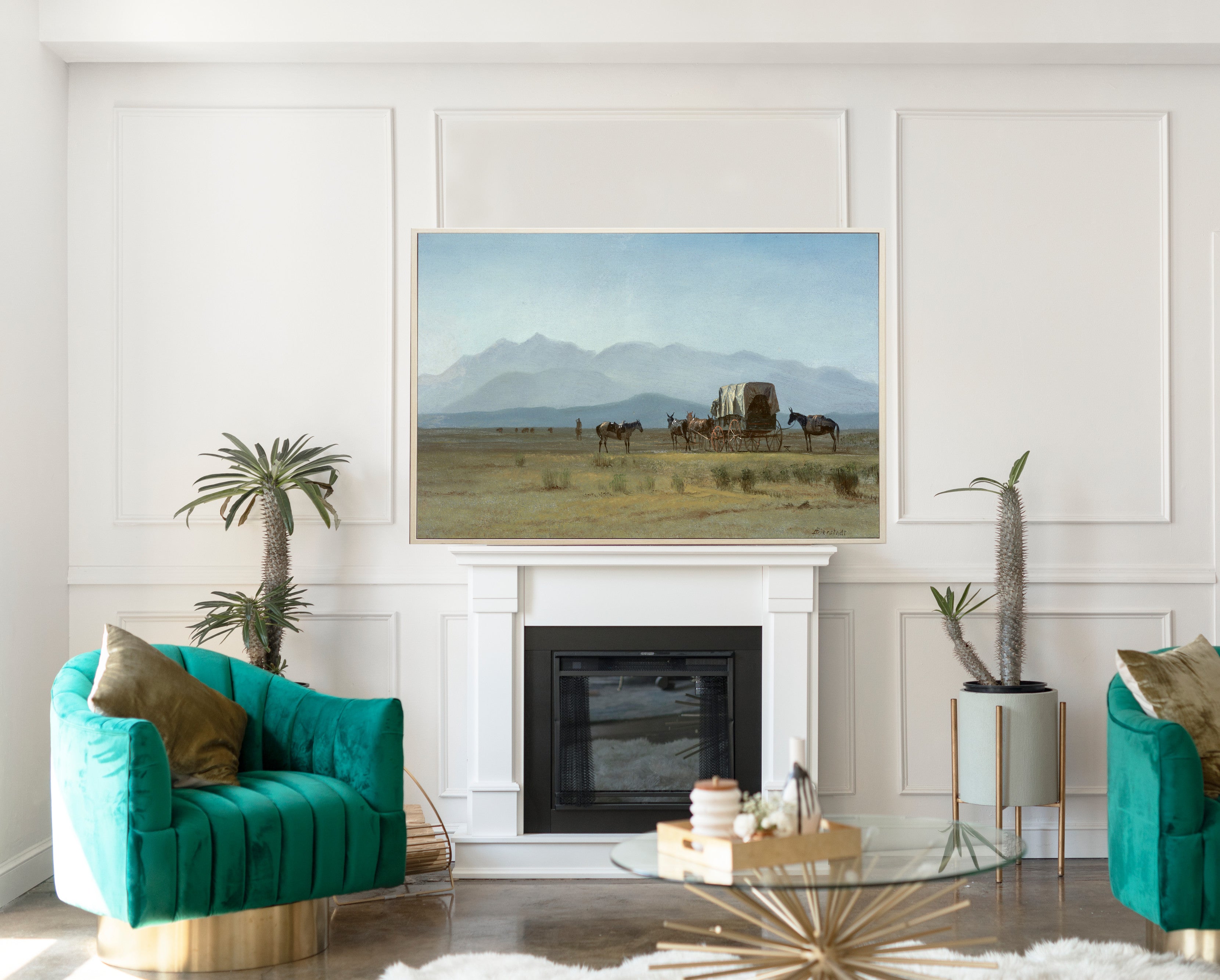 Surveyor’s Wagon in the Rockies, Albert Bierstadt Landscape Print
