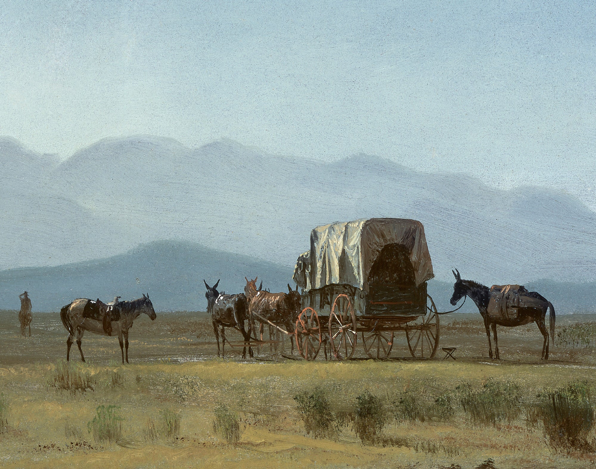 Surveyor’s Wagon in the Rockies, Albert Bierstadt Landscape Print