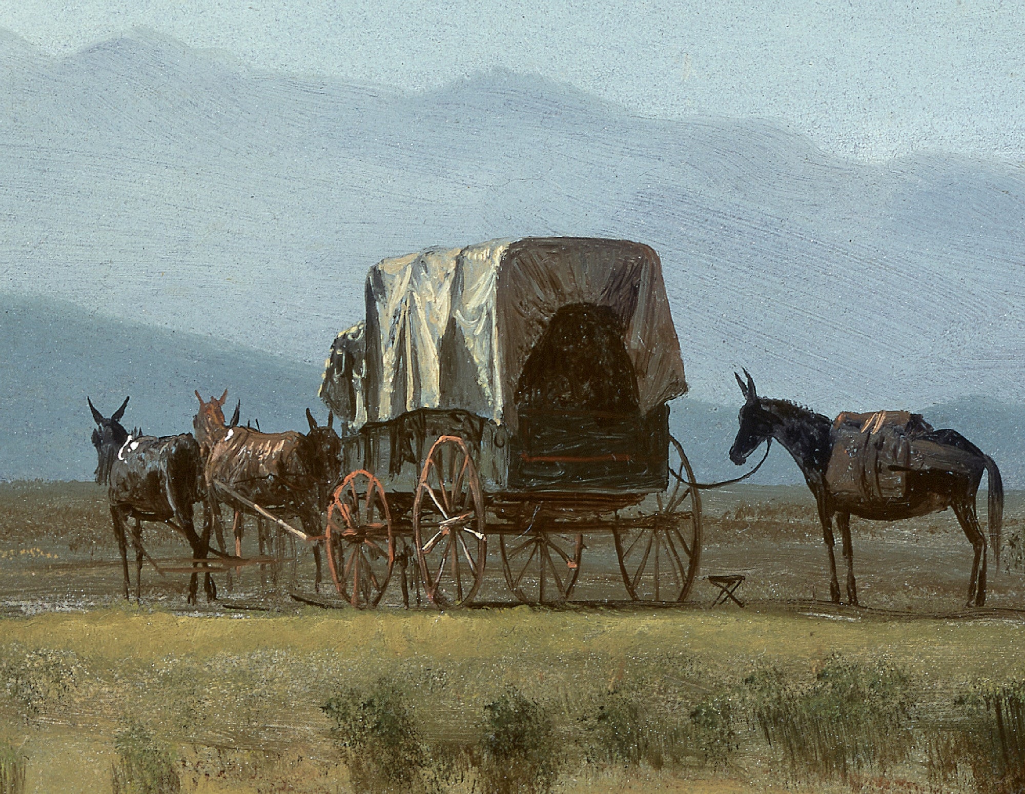Surveyor’s Wagon in the Rockies, Albert Bierstadt Landscape Print