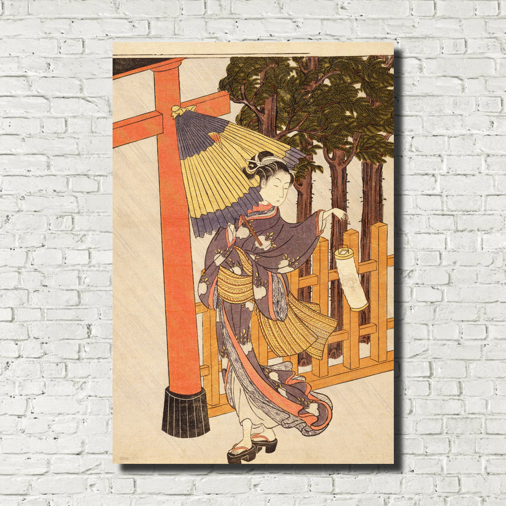 Suzuki Harunobu, Japanese Art Print : Visiting the Shrine