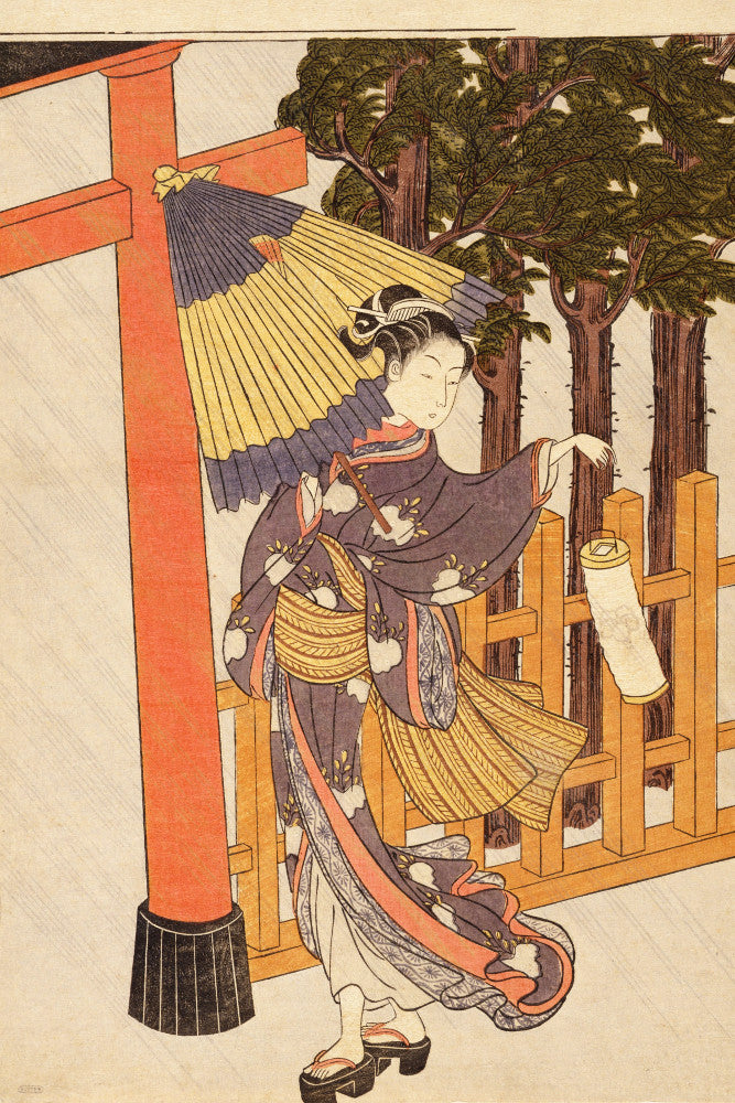 Suzuki Harunobu, Japanese Art Print : Visiting the Shrine