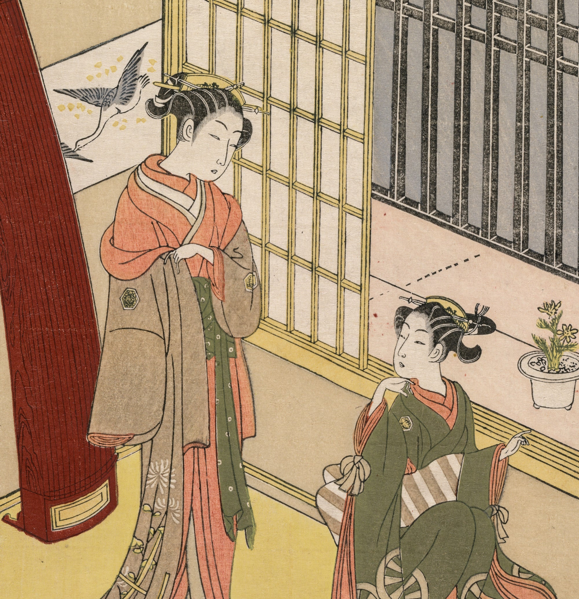 Suzuki Harunobu, Japanese Art Print : Woman and Maid Servant