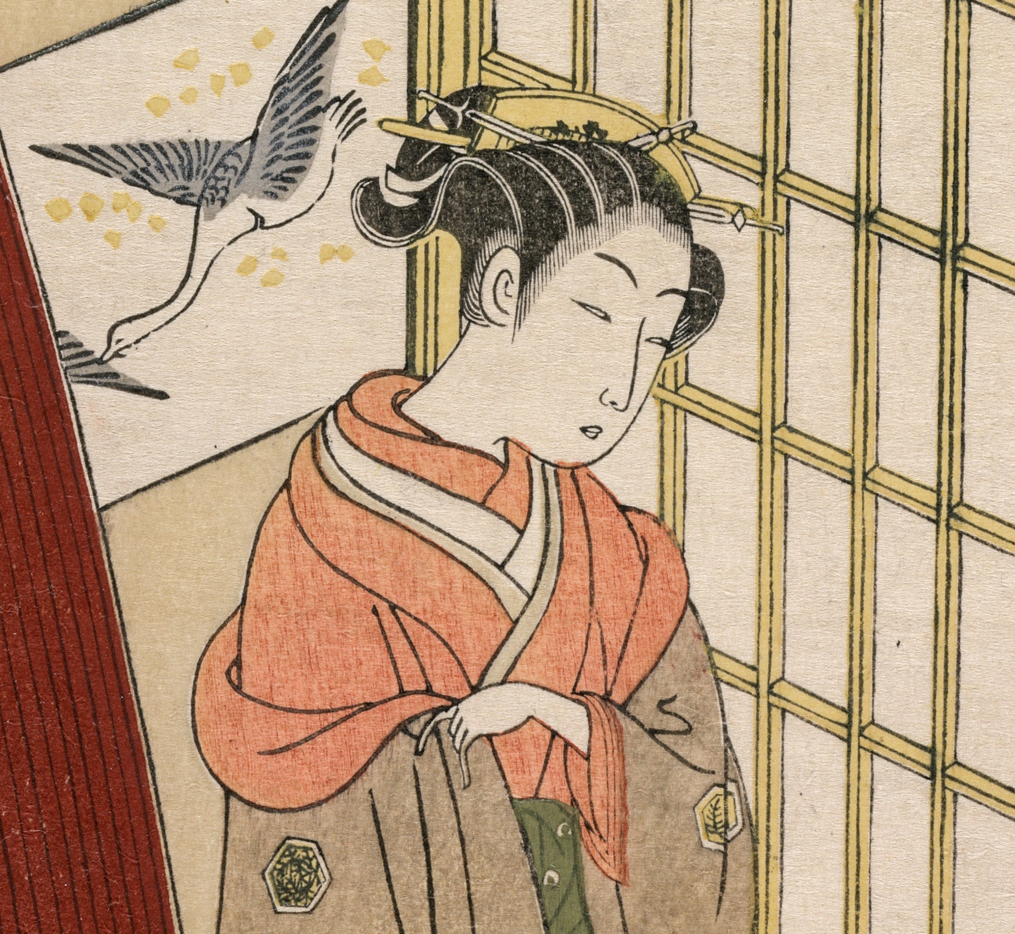 Suzuki Harunobu, Japanese Art Print : Woman and Maid Servant