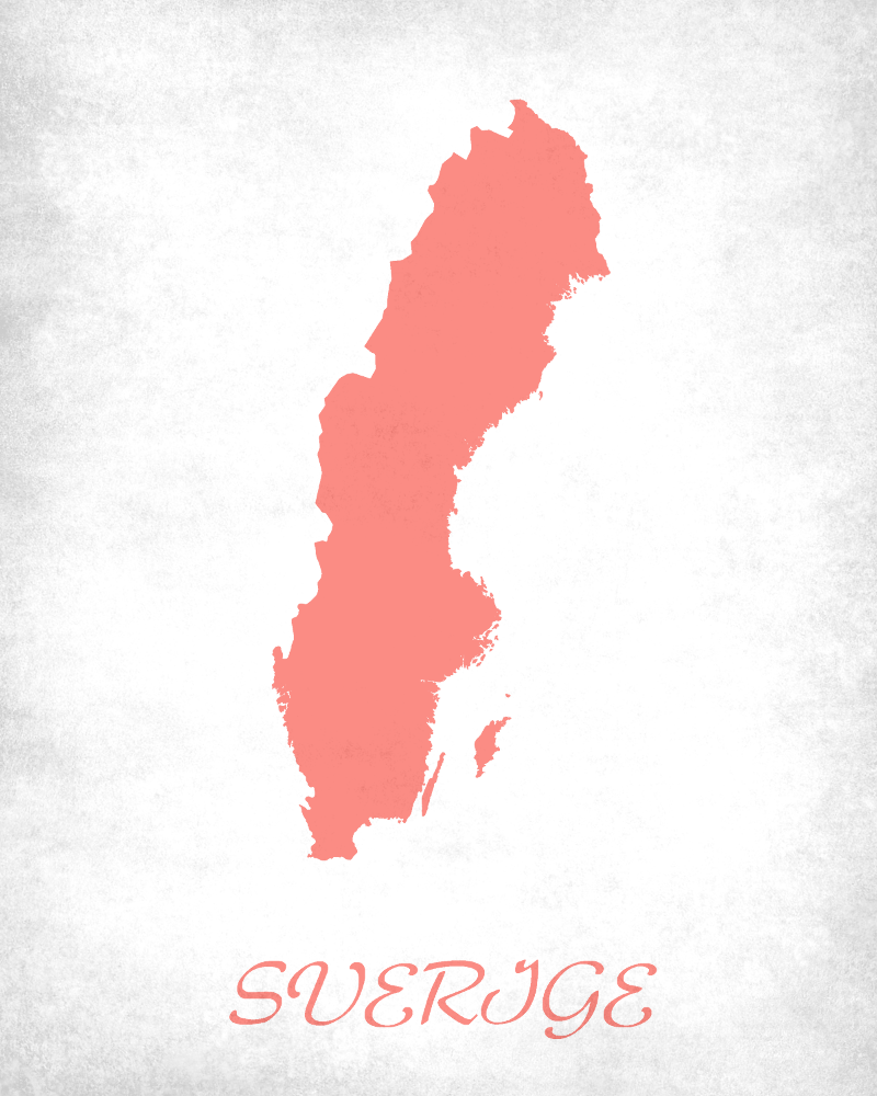 Sweden Map Print Outline Wall Map