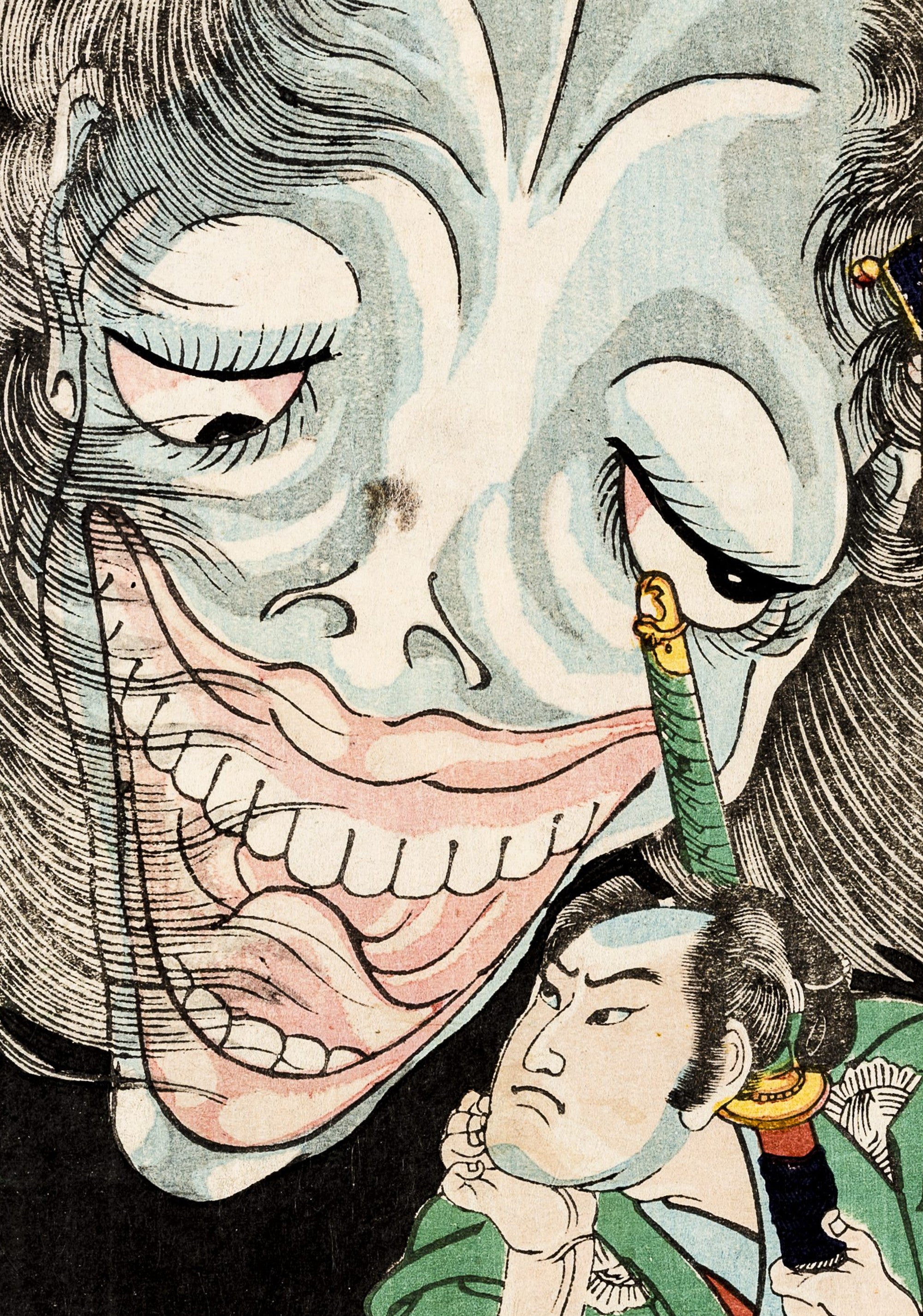 Japanese Art : Tsukioka Yoshitoshi Print Warrior & Demon
