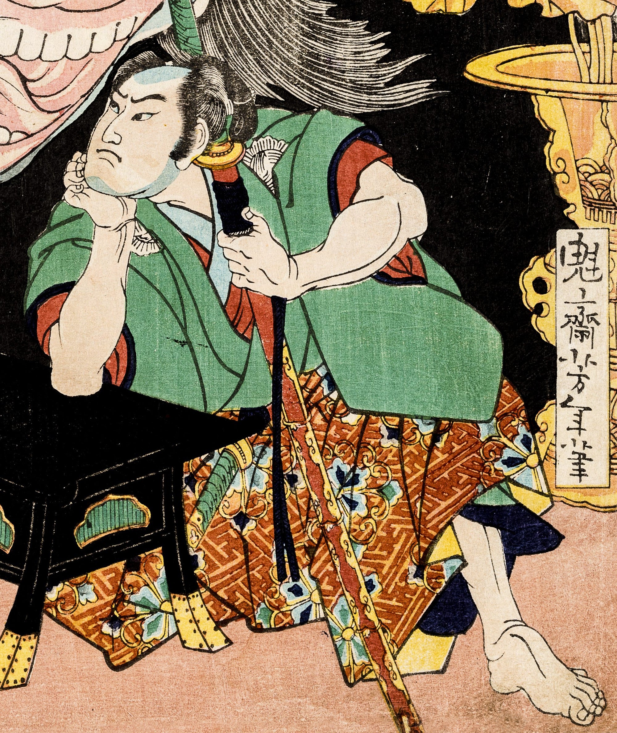Japanese Art : Tsukioka Yoshitoshi Print Warrior & Demon