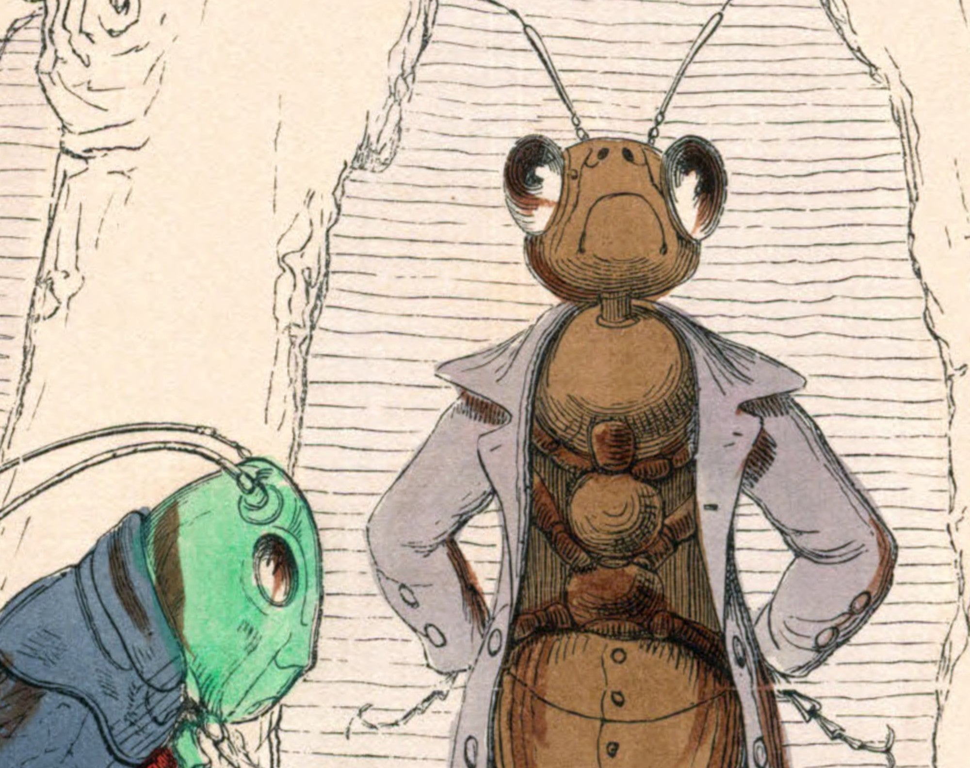 The Ant And The Grasshopper, Human Nature Illustration, Charles H Bennett