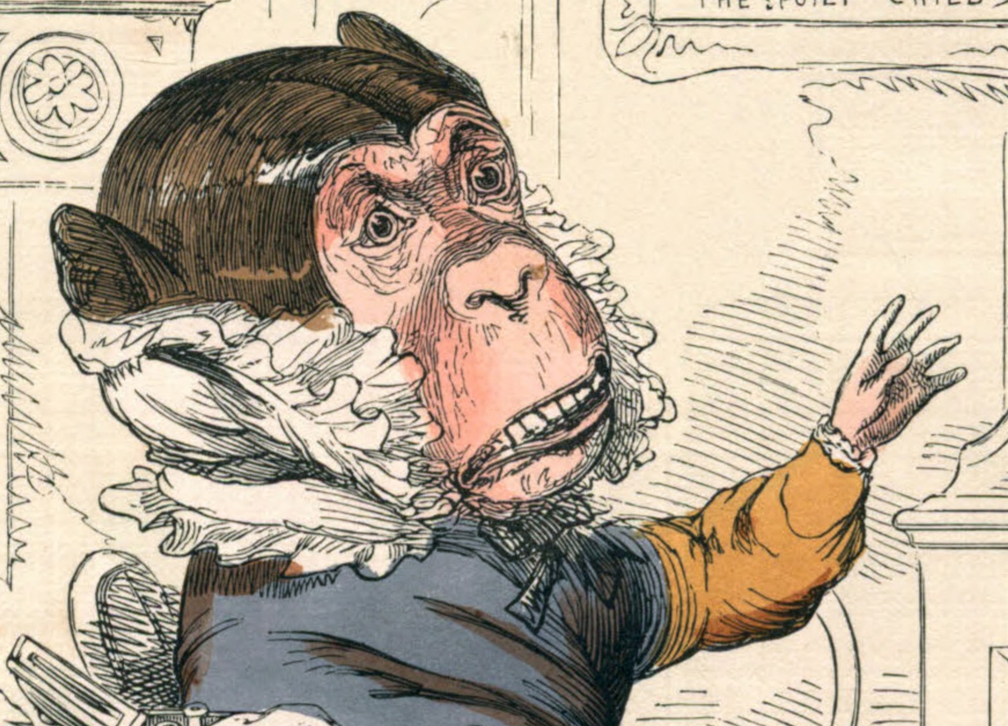 The Ape And Her Two Young Ones, Human Nature Illustration, Charles H Bennett