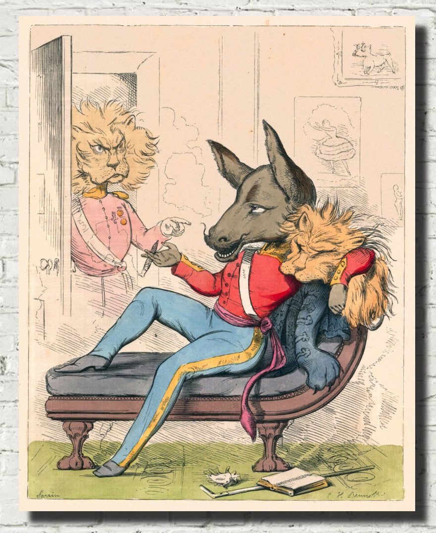 The Ass In A Lion’s Skin, Human Nature Illustration, Charles H Bennett