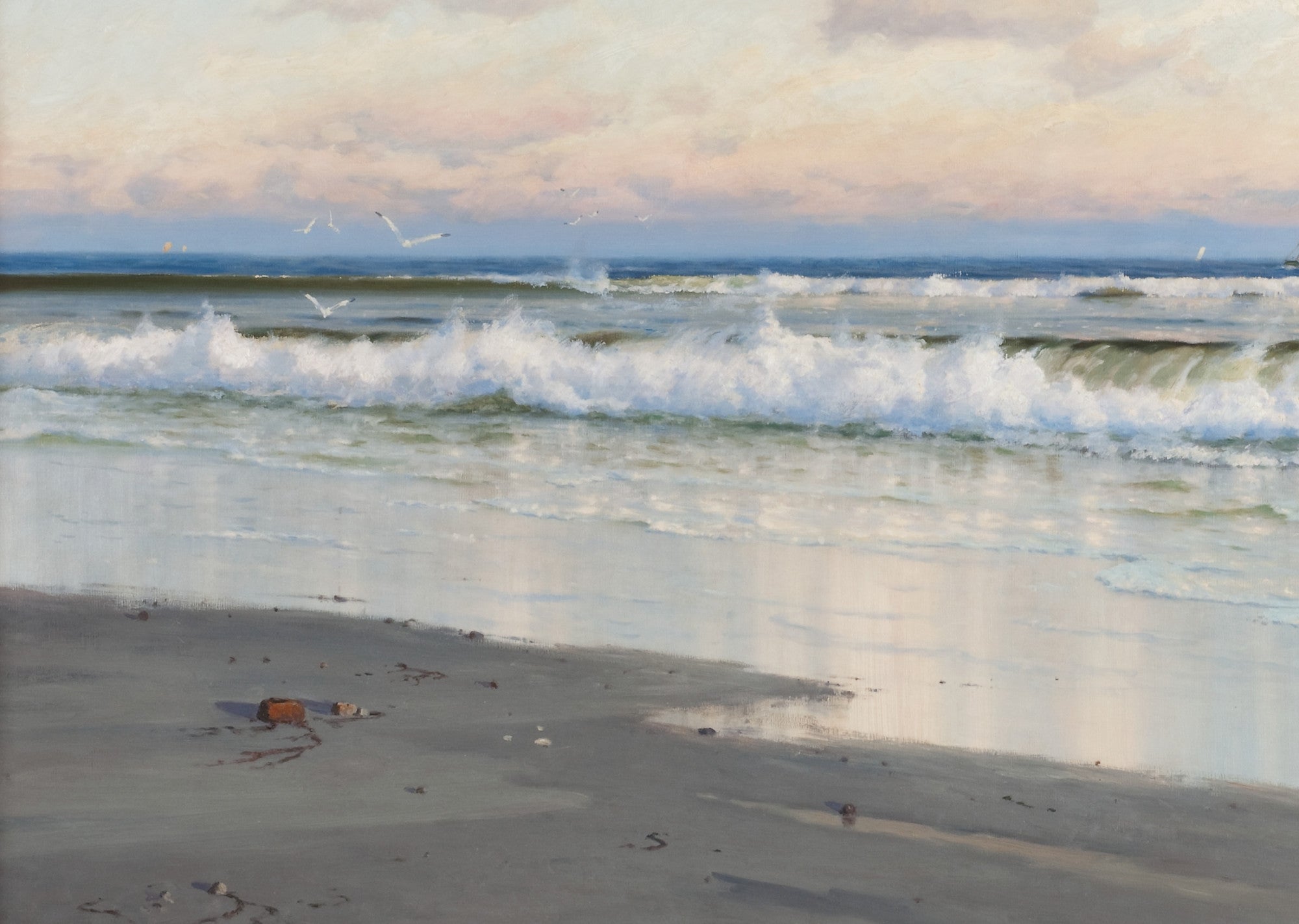 The Beach at Filey in Yorkshire, England, Carl Wilhelm Bøckmann Barth Fine Art Print