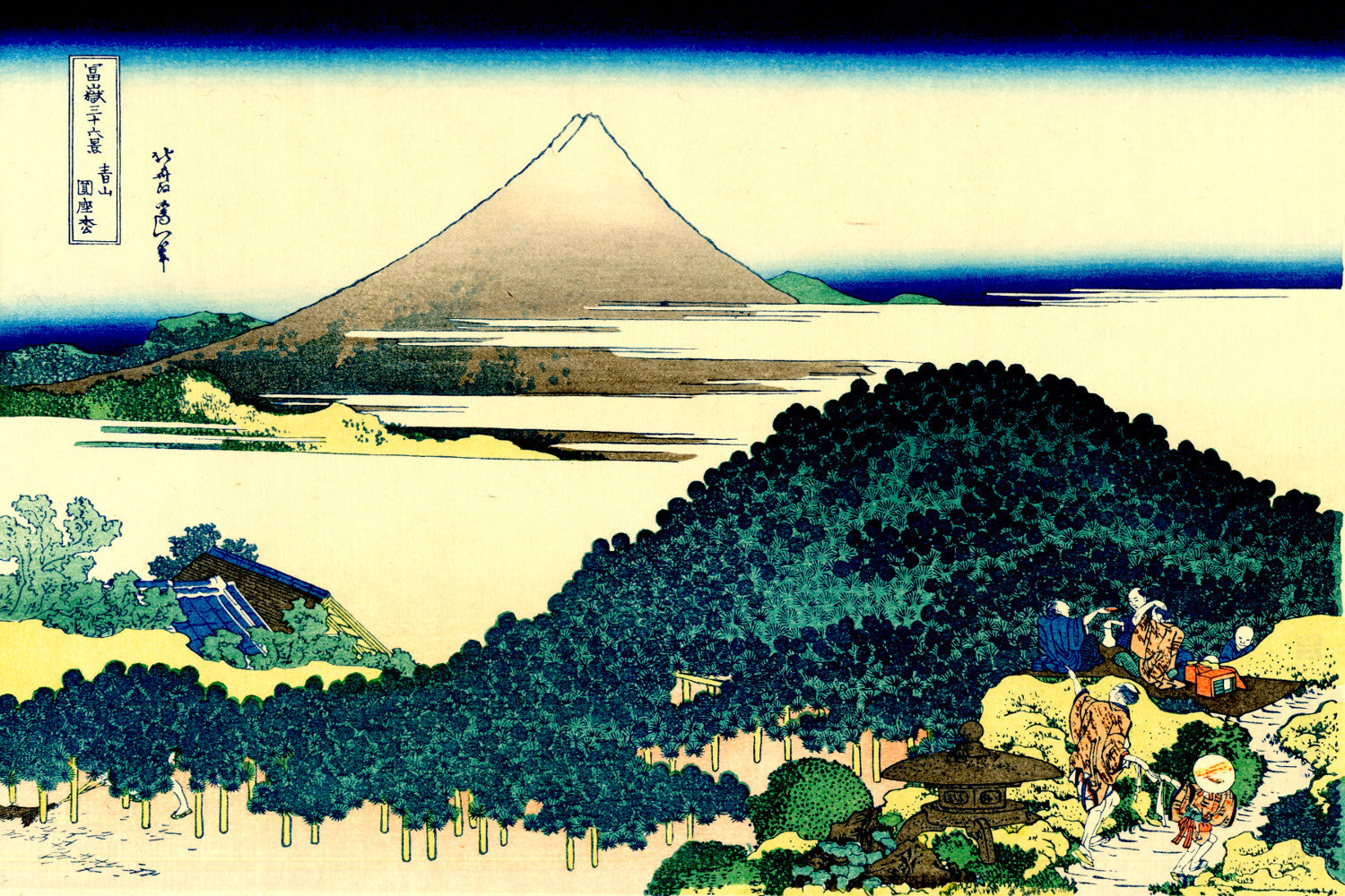 36 Views of Mount Fuji, Cushion Pine at Aoyama, Katsushika Hokusai, Japanese Print