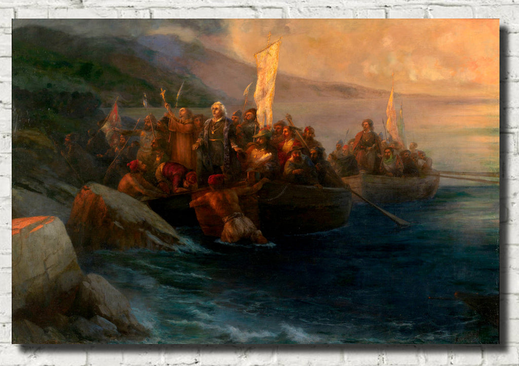 The Disembarkation of Christopher Columbus with Companions on Three Launches, Ivan Aivazovsky Fine Art Print