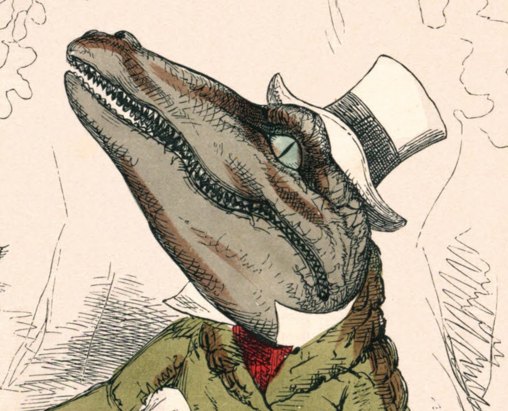 The Fox And The Crocodile, Human Nature Illustration, Charles H Bennett