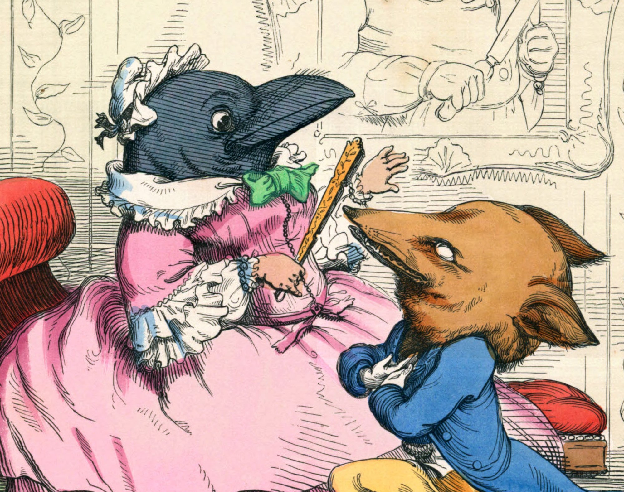 The Fox And The Crow, Human Nature Illustration, Charles H Bennett