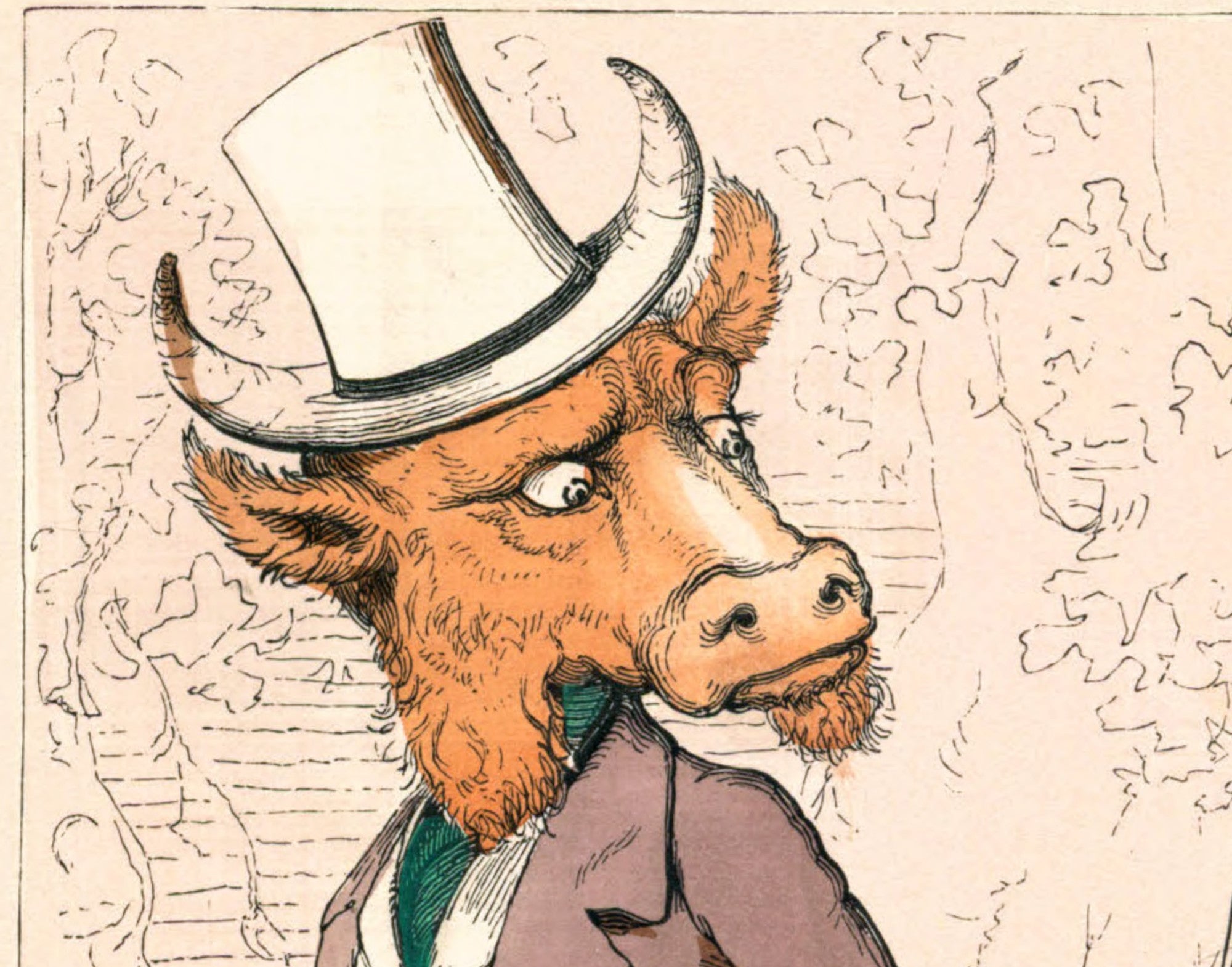 The Frog And The Ox, Human Nature Illustration, Charles H Bennett