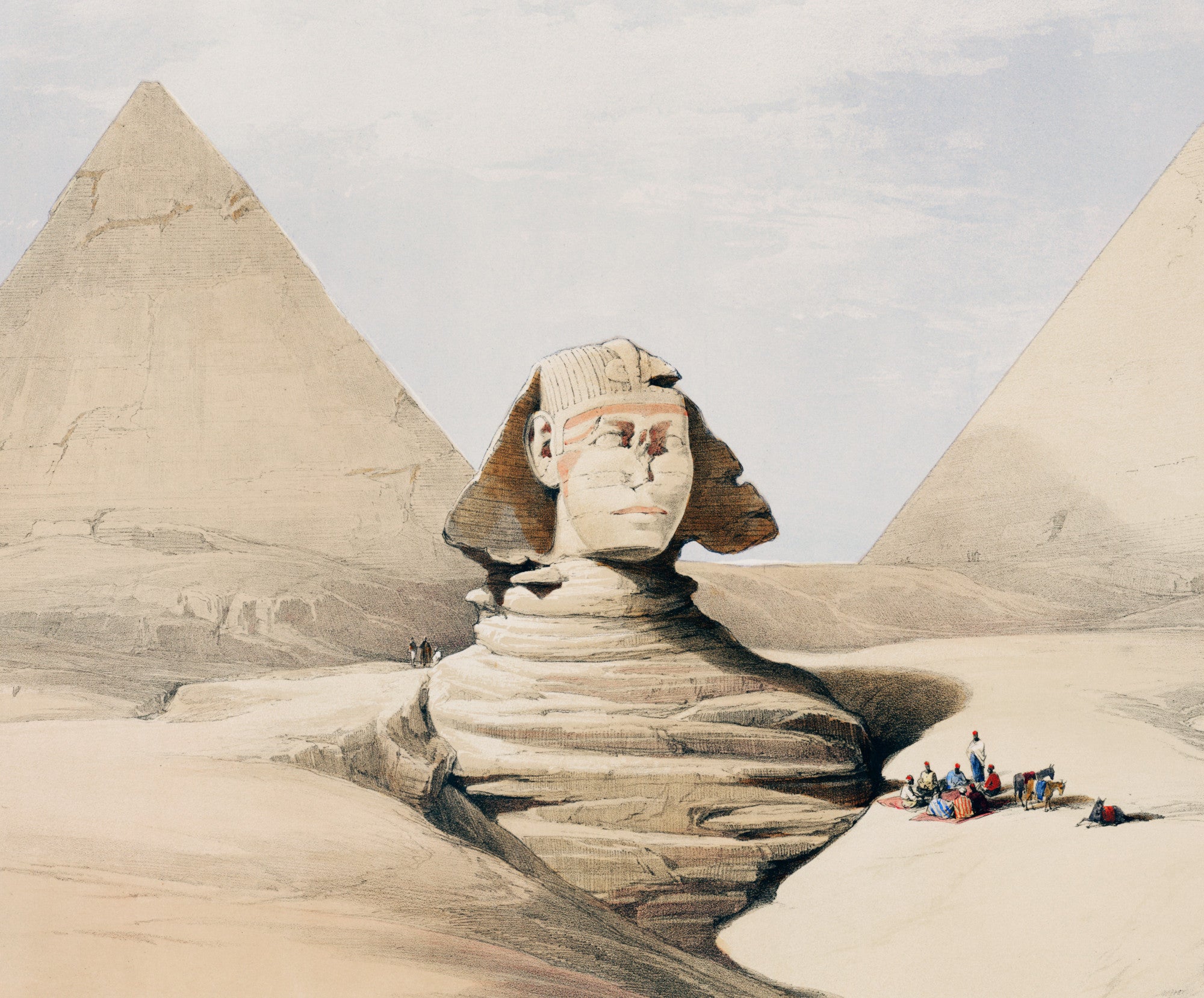The Great Sphinx Pyramids of Giza, David Roberts Fine Art Print