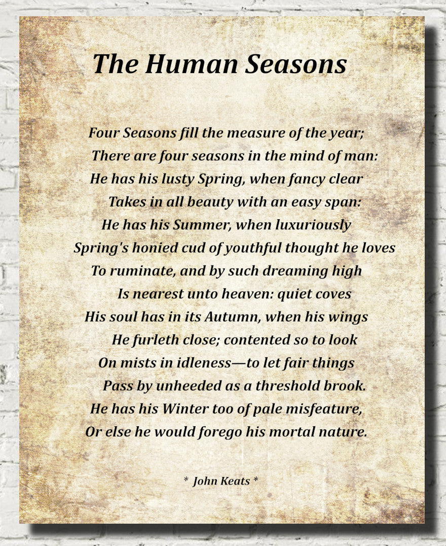 The Human Seasons Poem by John Keats, Typography Print