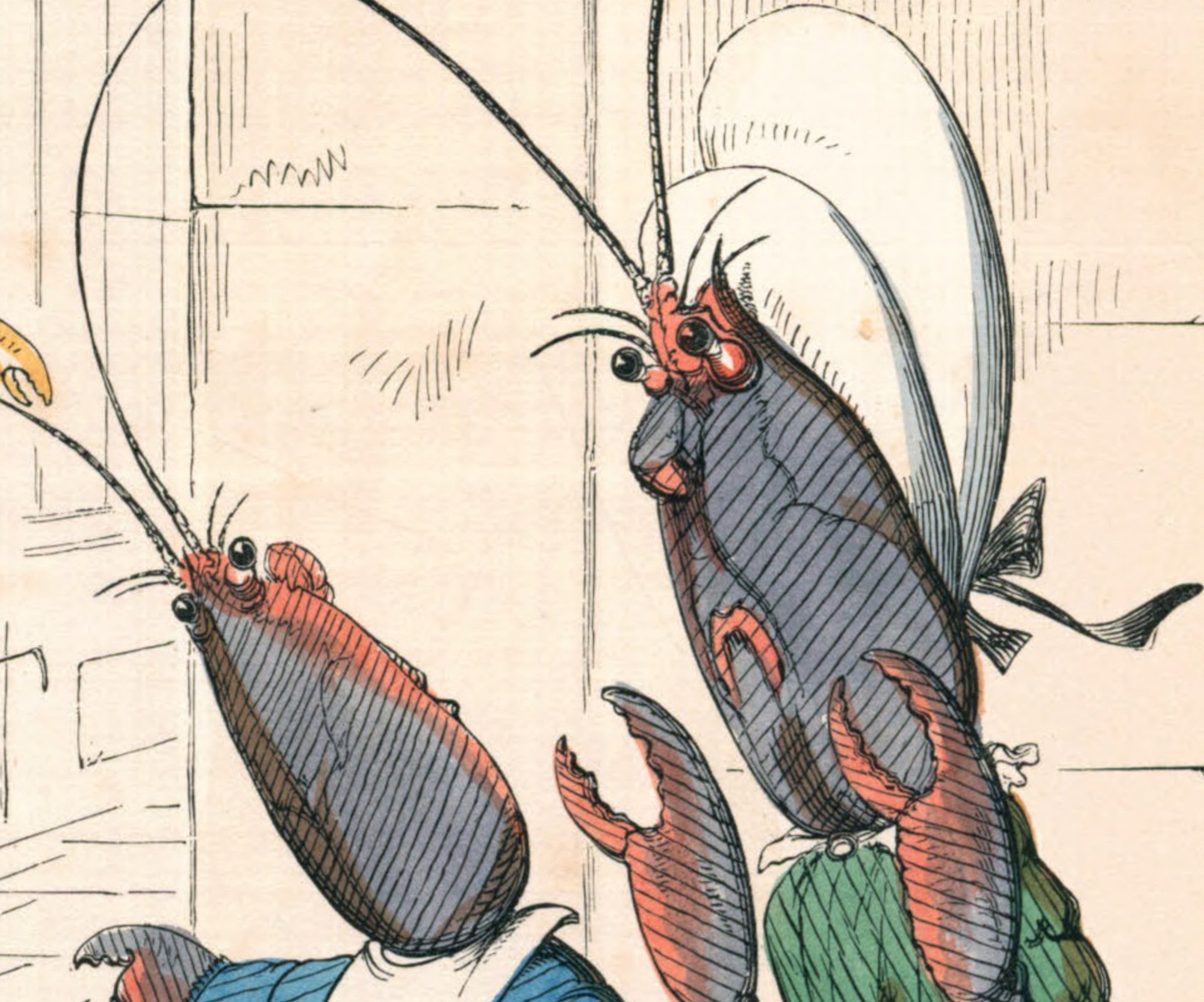 The Lobster And His Mother, Human Nature Illustration, Charles H Bennett