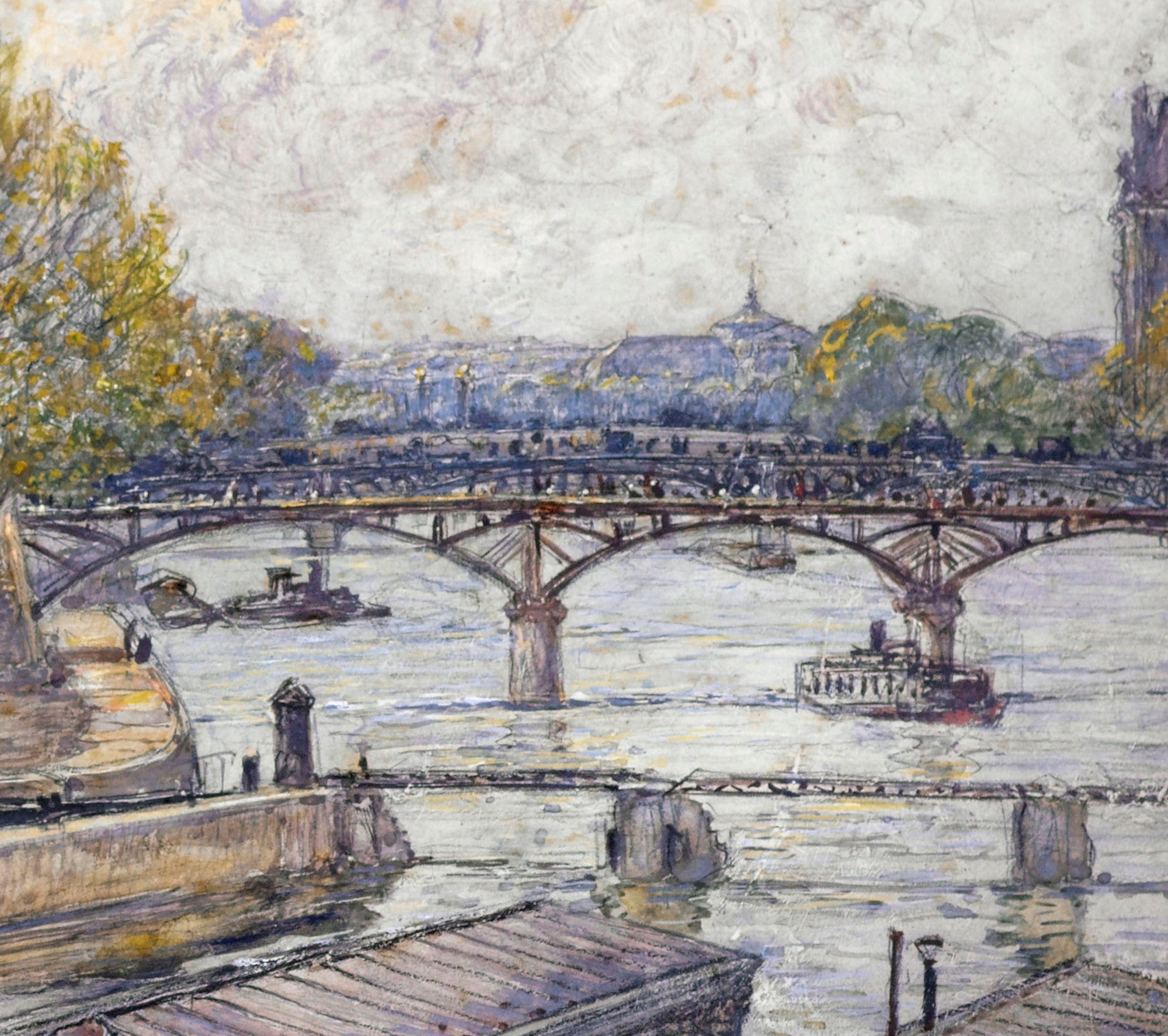 Frederic Anatole Houbron Fine Art Print, The Quai Conti and the Pont des Arts