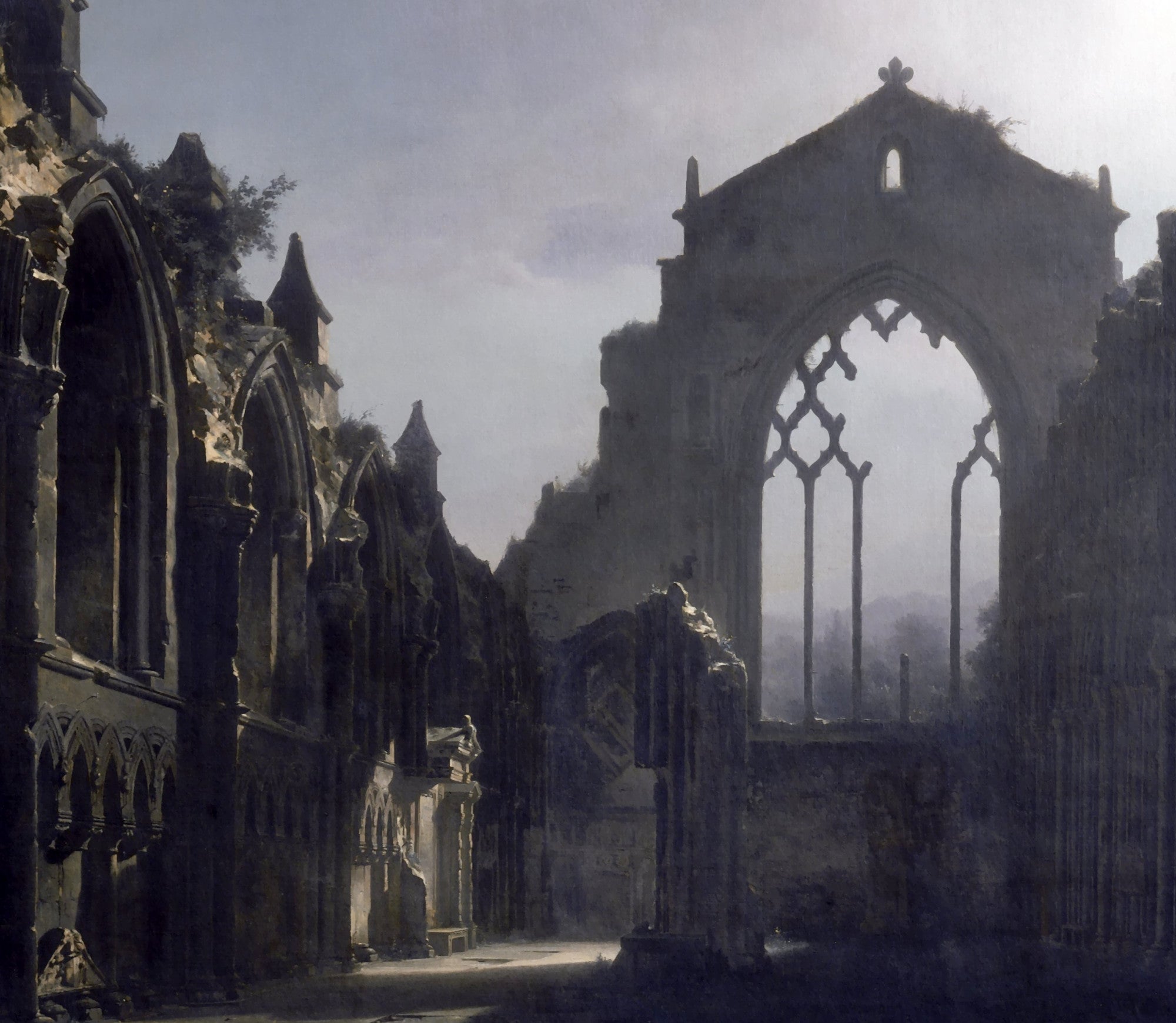 The Ruins of Holyrood Chapel, Louis Daguerre Fine Art Print