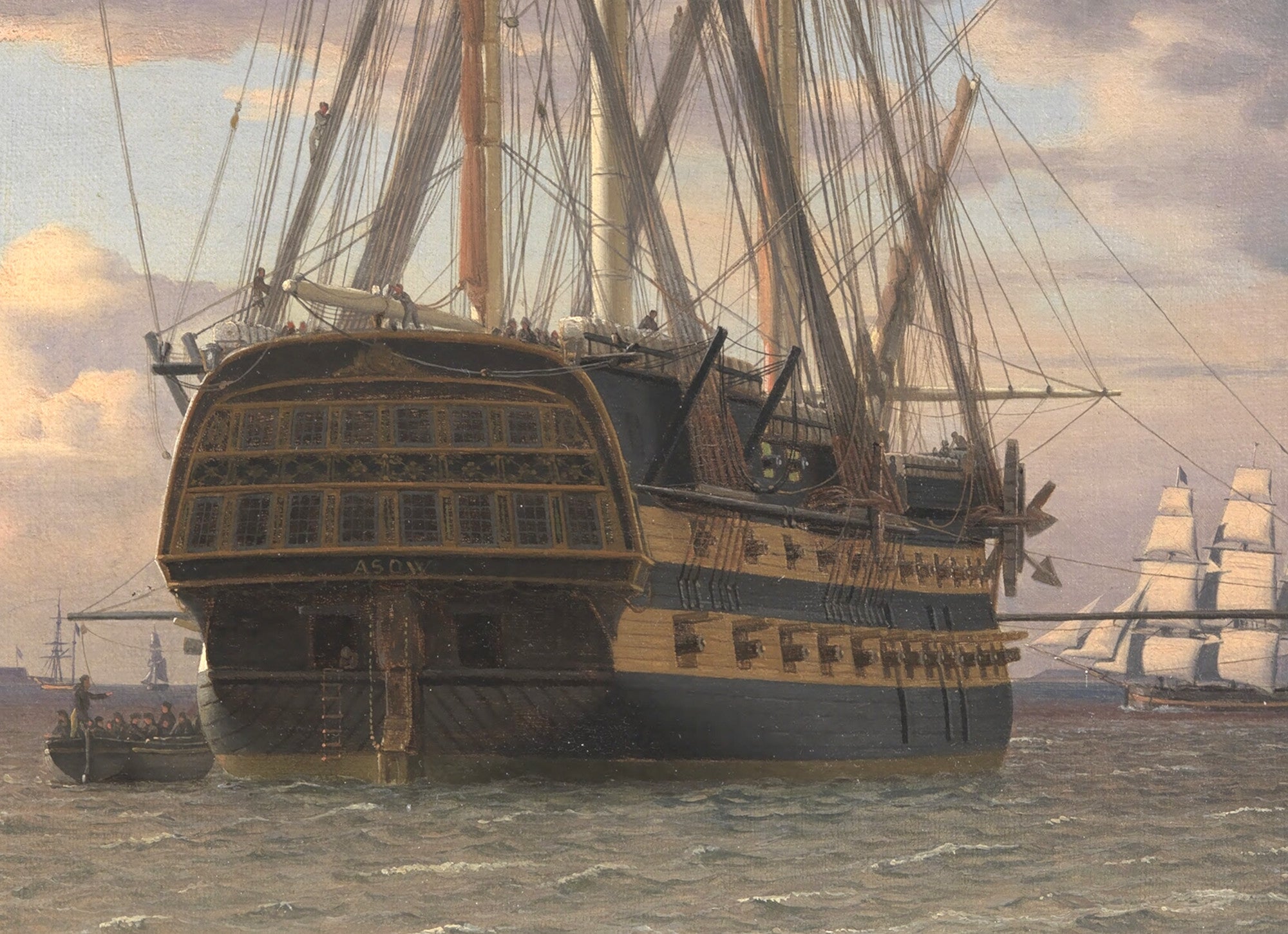 The Russian Ship of the Line ‘Asow’ and a Frigate at Anchor near Elsinore, C W Eckersberg
