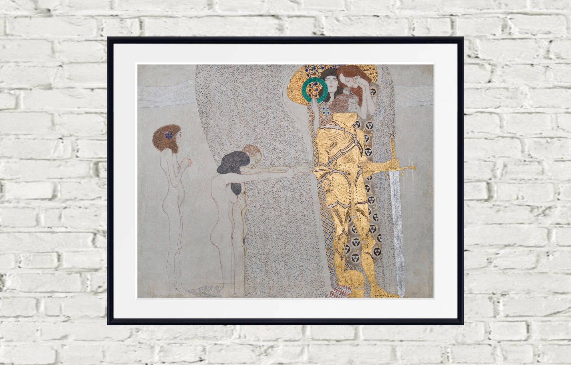 Gustav Klimt, Beethoven Frieze, The Sufferings of Weak Mankind' and 'The Well-armed Strong One'