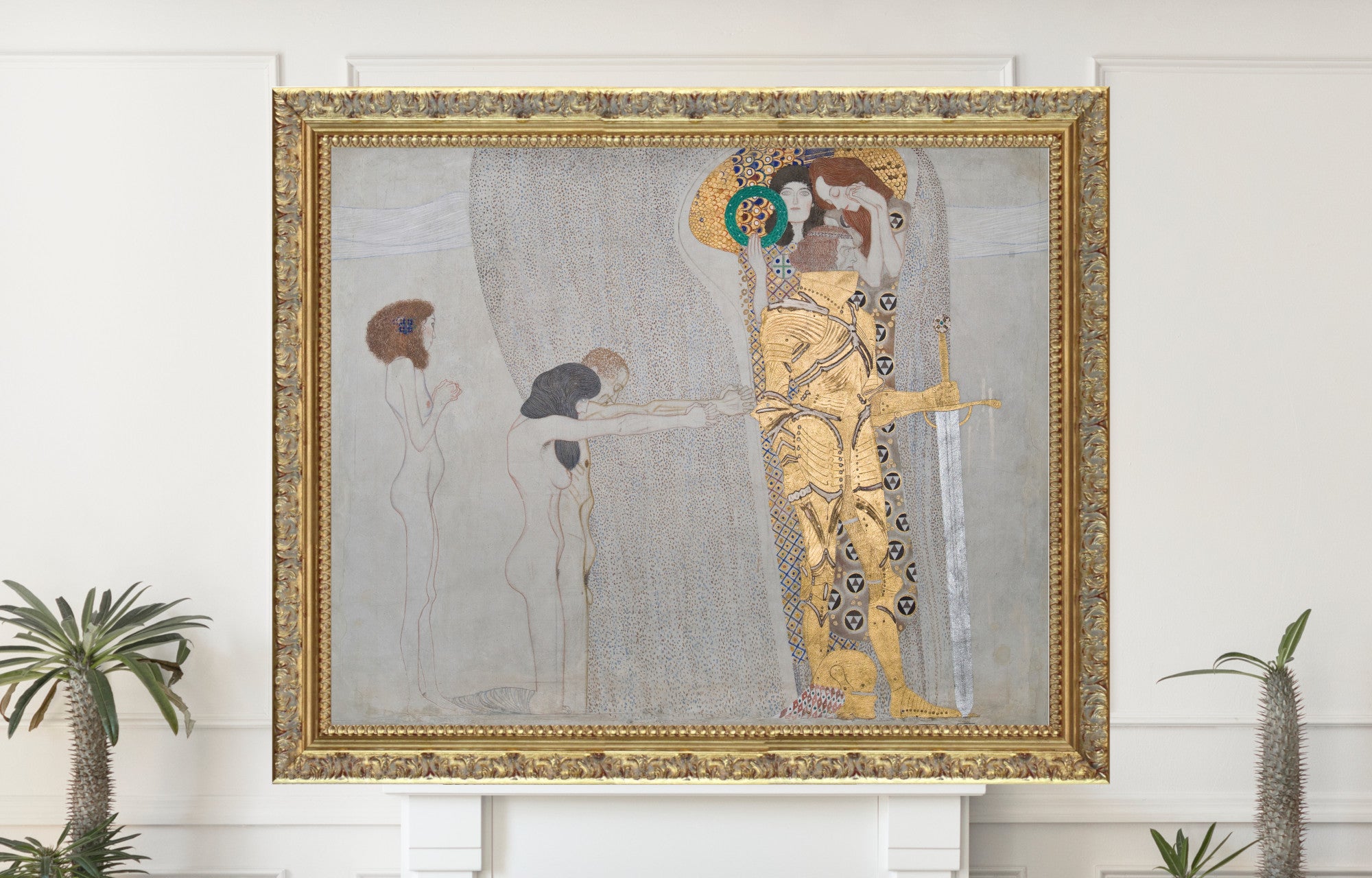Gustav Klimt, Beethoven Frieze, The Sufferings of Weak Mankind' and 'The Well-armed Strong One'