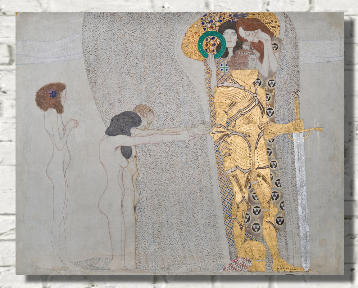Gustav Klimt, Beethoven Frieze, The Sufferings of Weak Mankind' and 'The Well-armed Strong One'