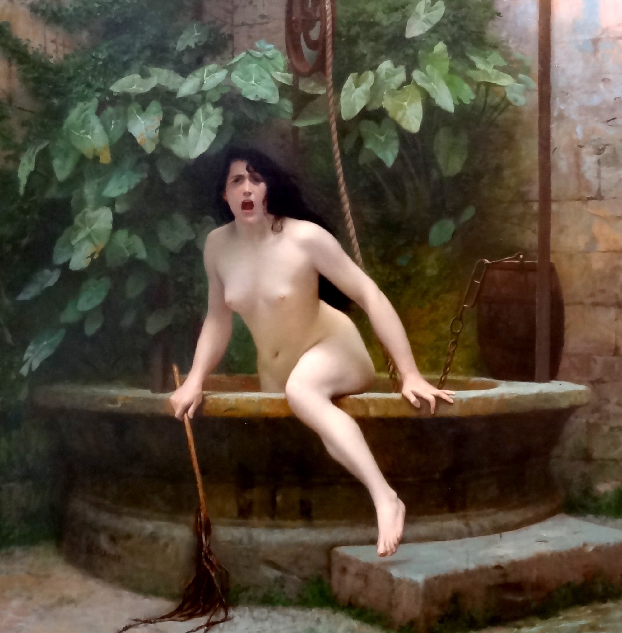Jean-Léon Gérôme Fine Art Print : The Truth emerging from the well armed with its swift to chastise humanity