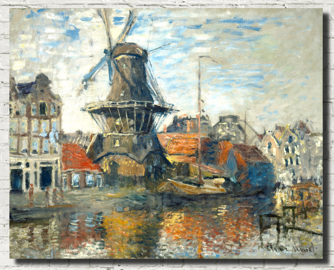 Claude Monet Fine Art Print, The Windmill, Amsterdam